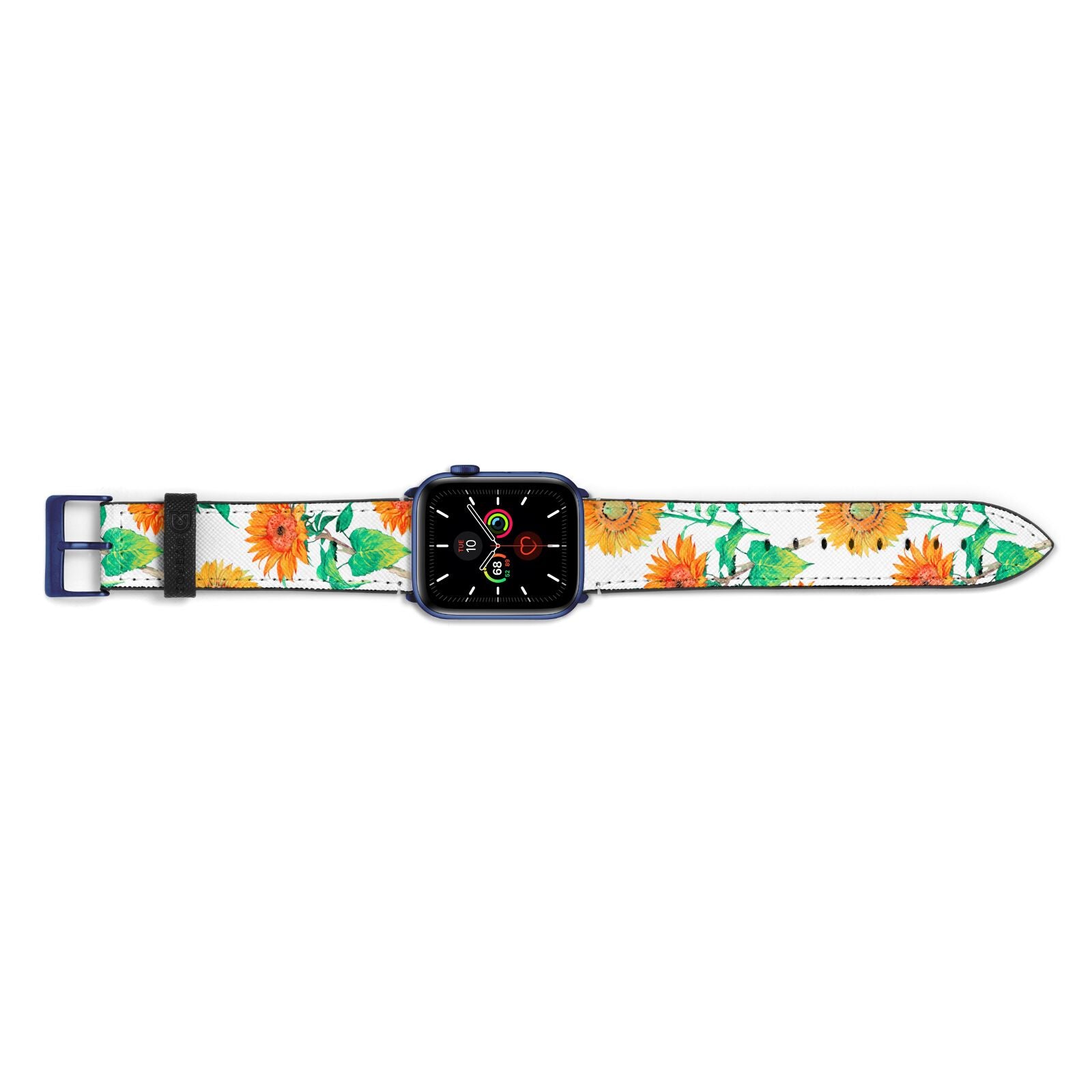 Sunflower Pattern Apple Watch Strap Landscape Image Blue Hardware