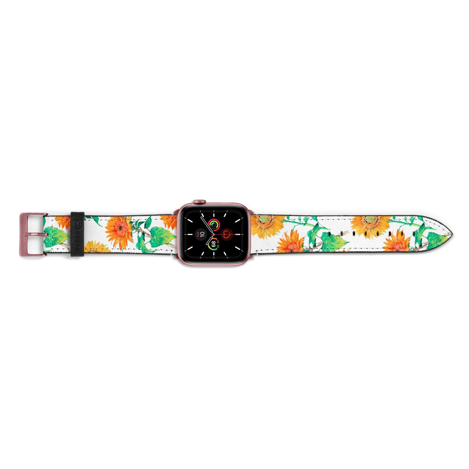 Sunflower Pattern Apple Watch Strap Landscape Image Rose Gold Hardware