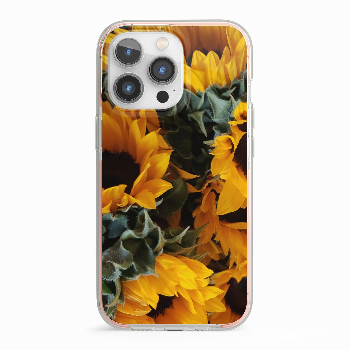 Sunflower iPhone 13 Pro TPU Impact Case with Pink Edges