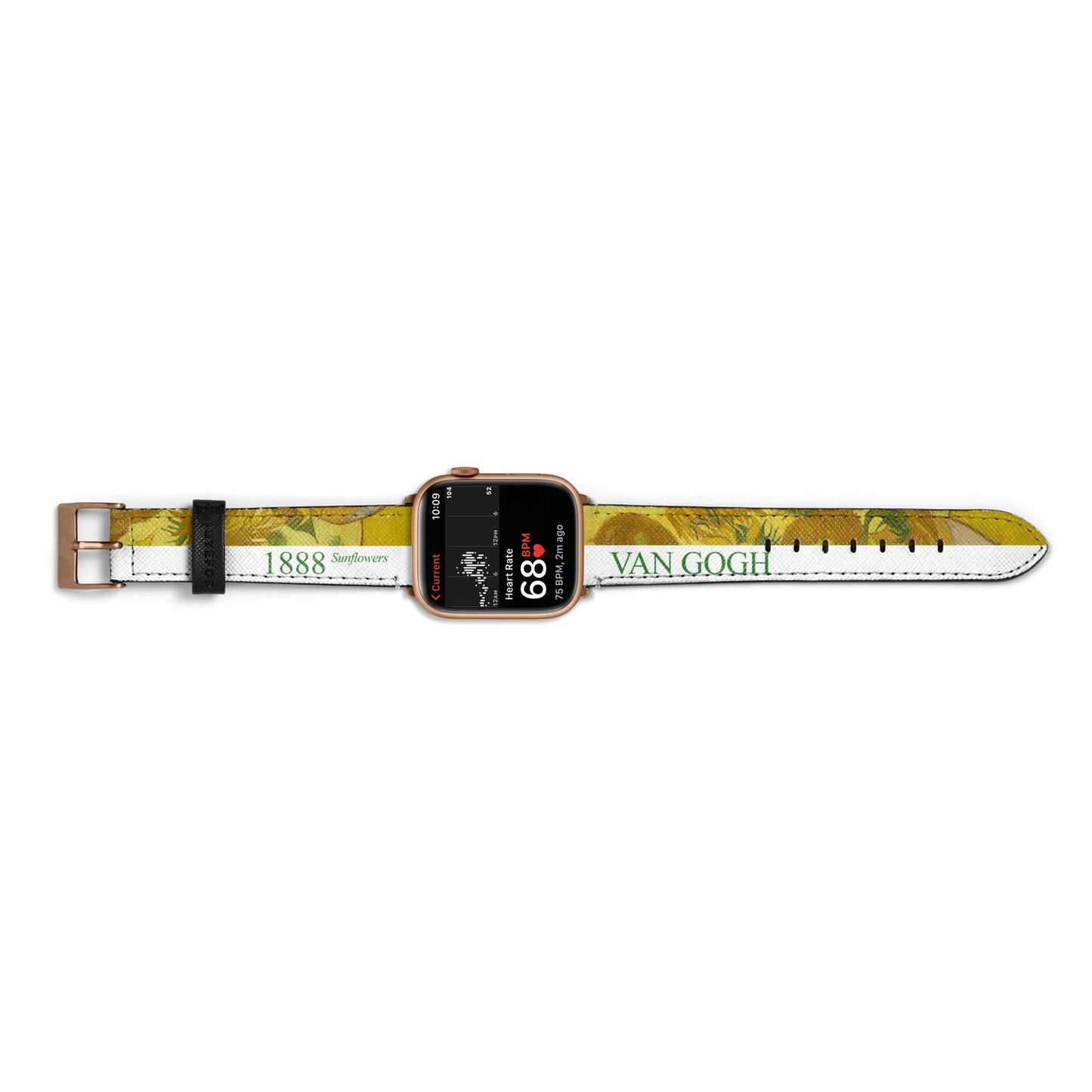 Sunflowers By Van Gogh Apple Watch Strap Size 38mm Landscape Image Gold Hardware