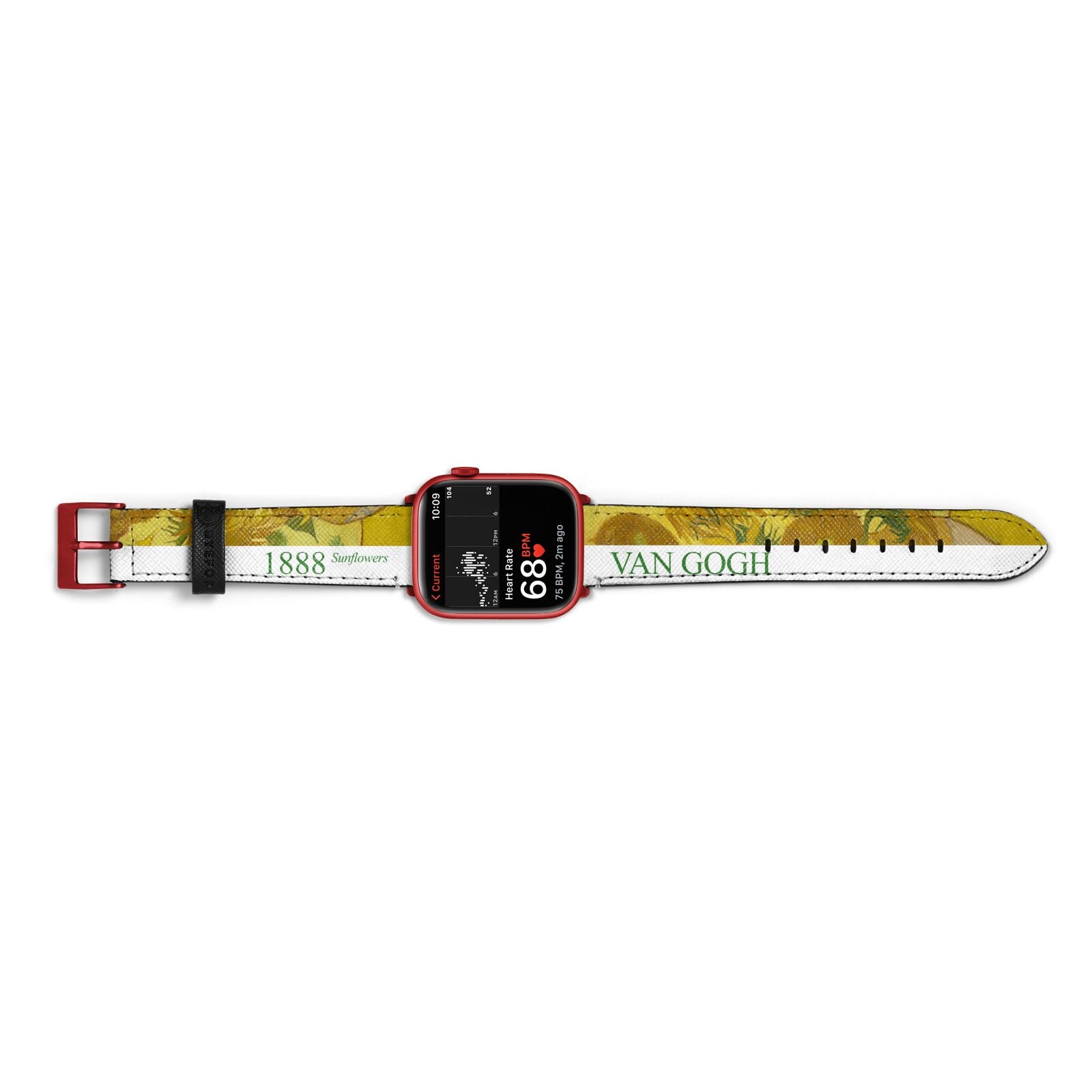 Sunflowers By Van Gogh Apple Watch Strap Size 38mm Landscape Image Red Hardware