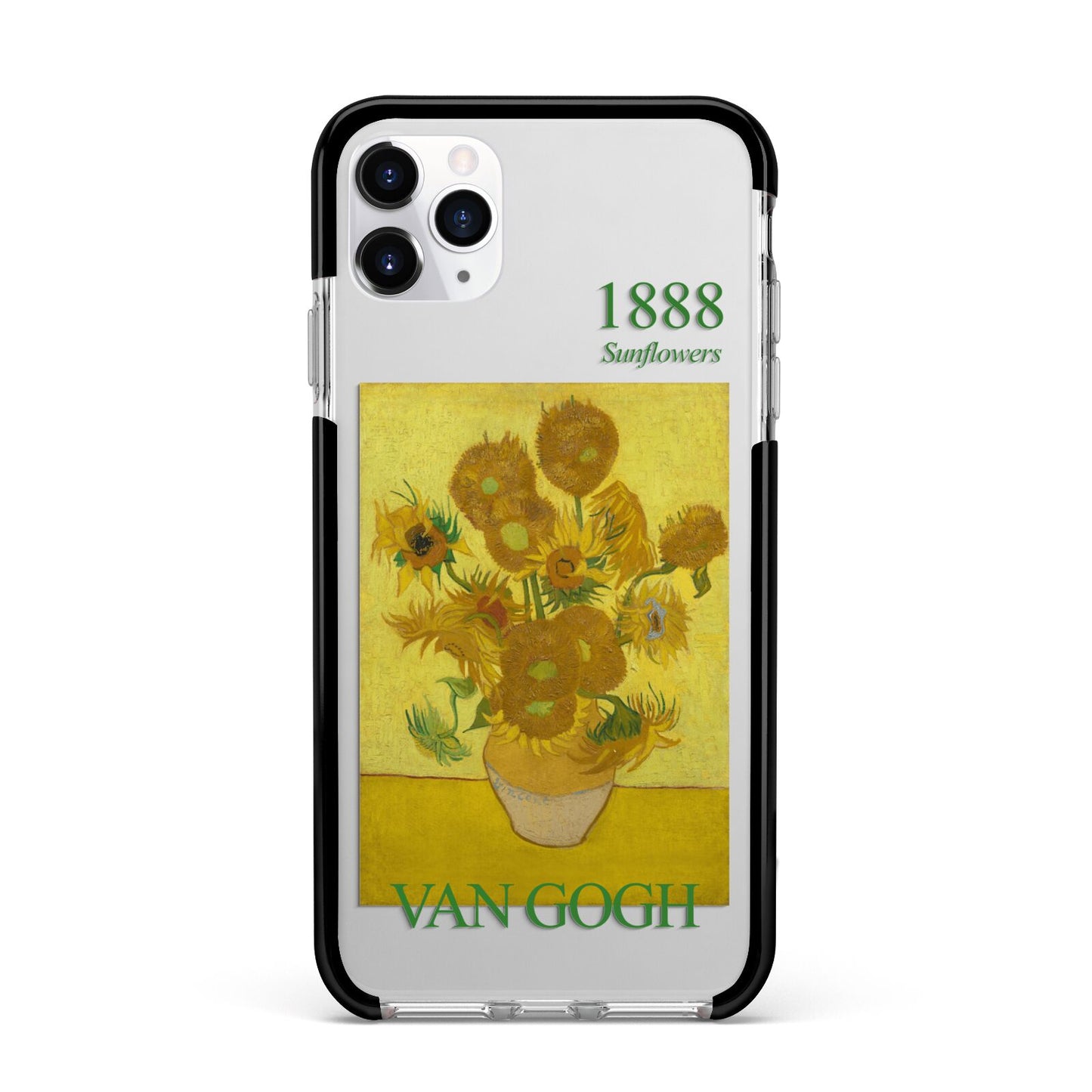 Sunflowers By Van Gogh Apple iPhone 11 Pro Max in Silver with Black Impact Case