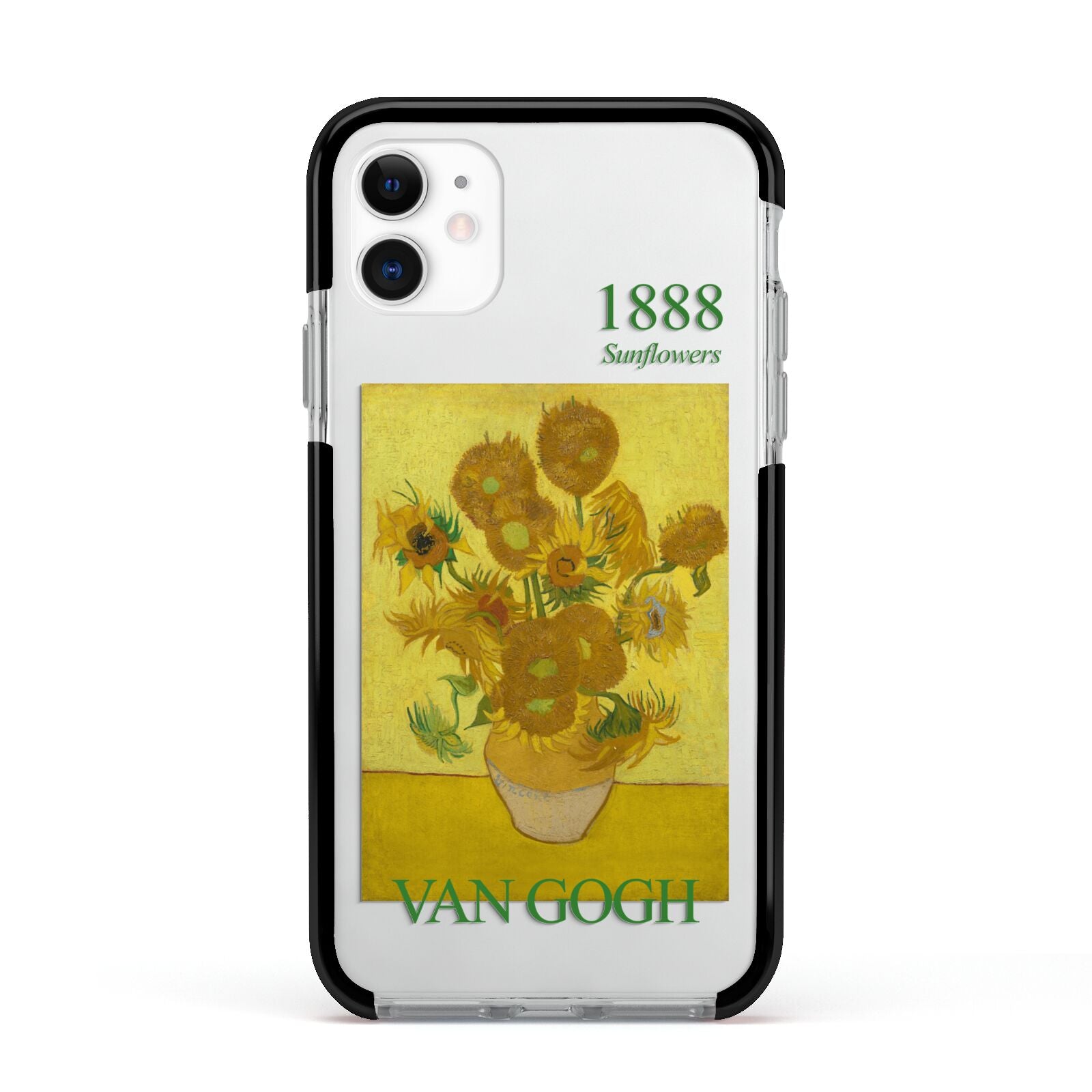 Sunflowers By Van Gogh Apple iPhone 11 in White with Black Impact Case