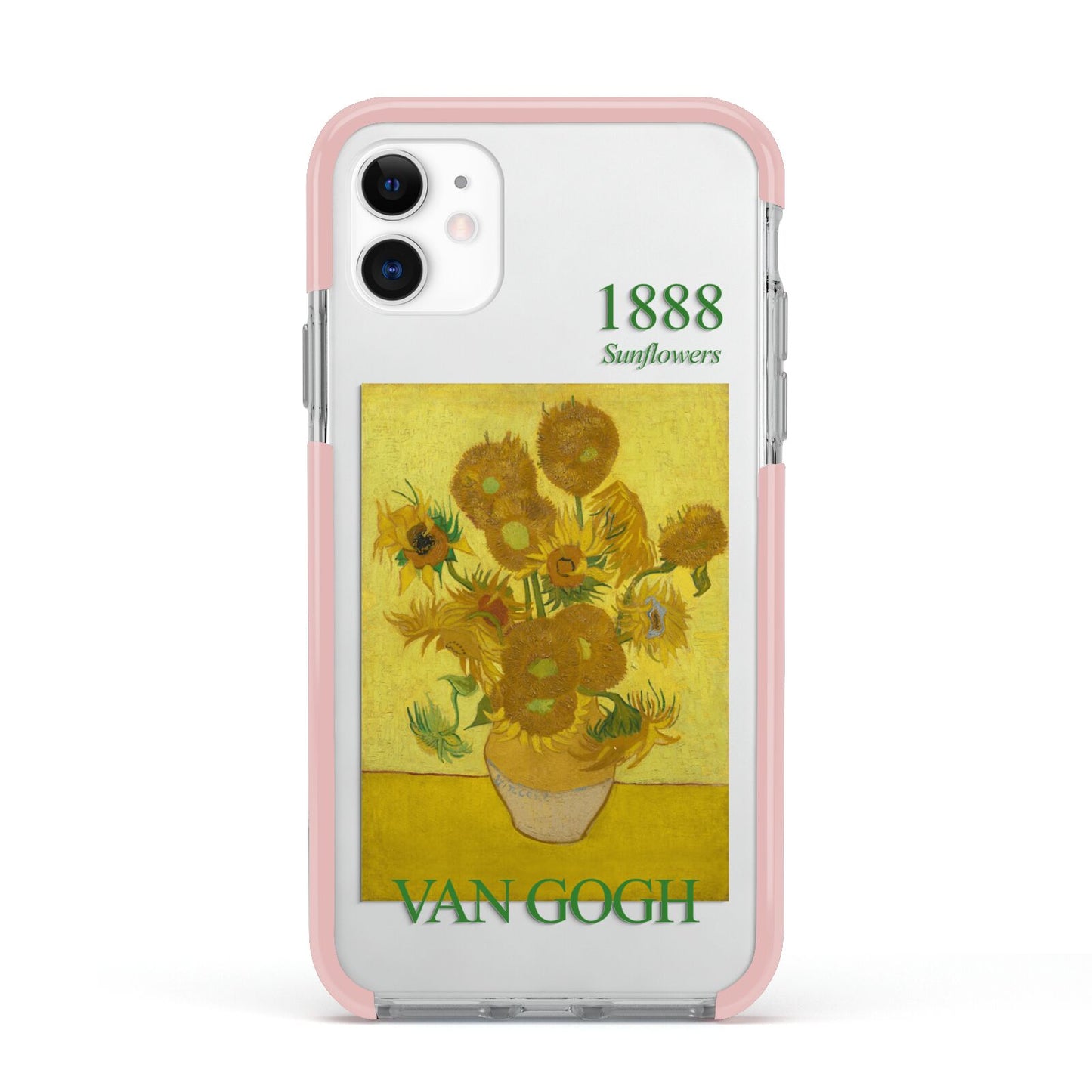 Sunflowers By Van Gogh Apple iPhone 11 in White with Pink Impact Case