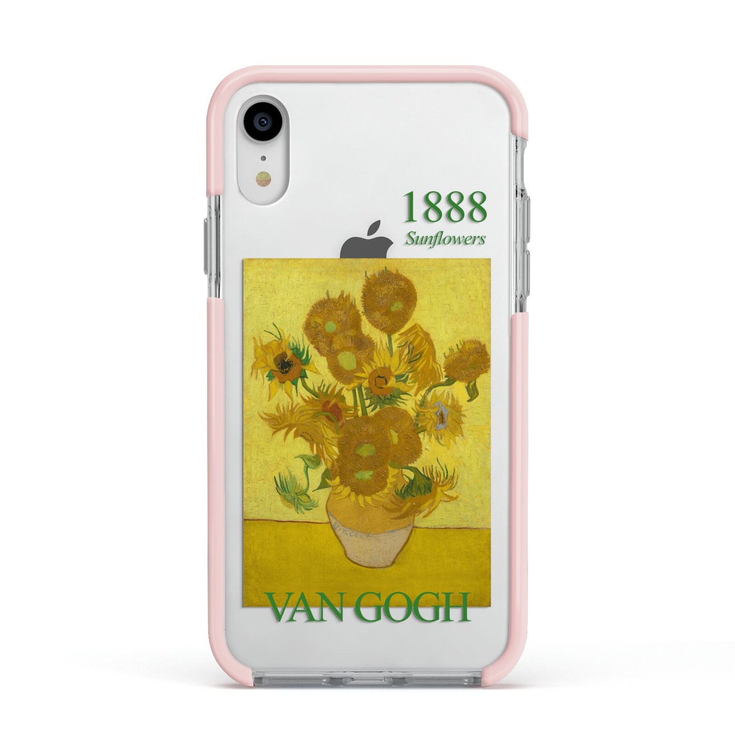 Sunflowers By Van Gogh Apple iPhone XR Impact Case Pink Edge on Silver Phone