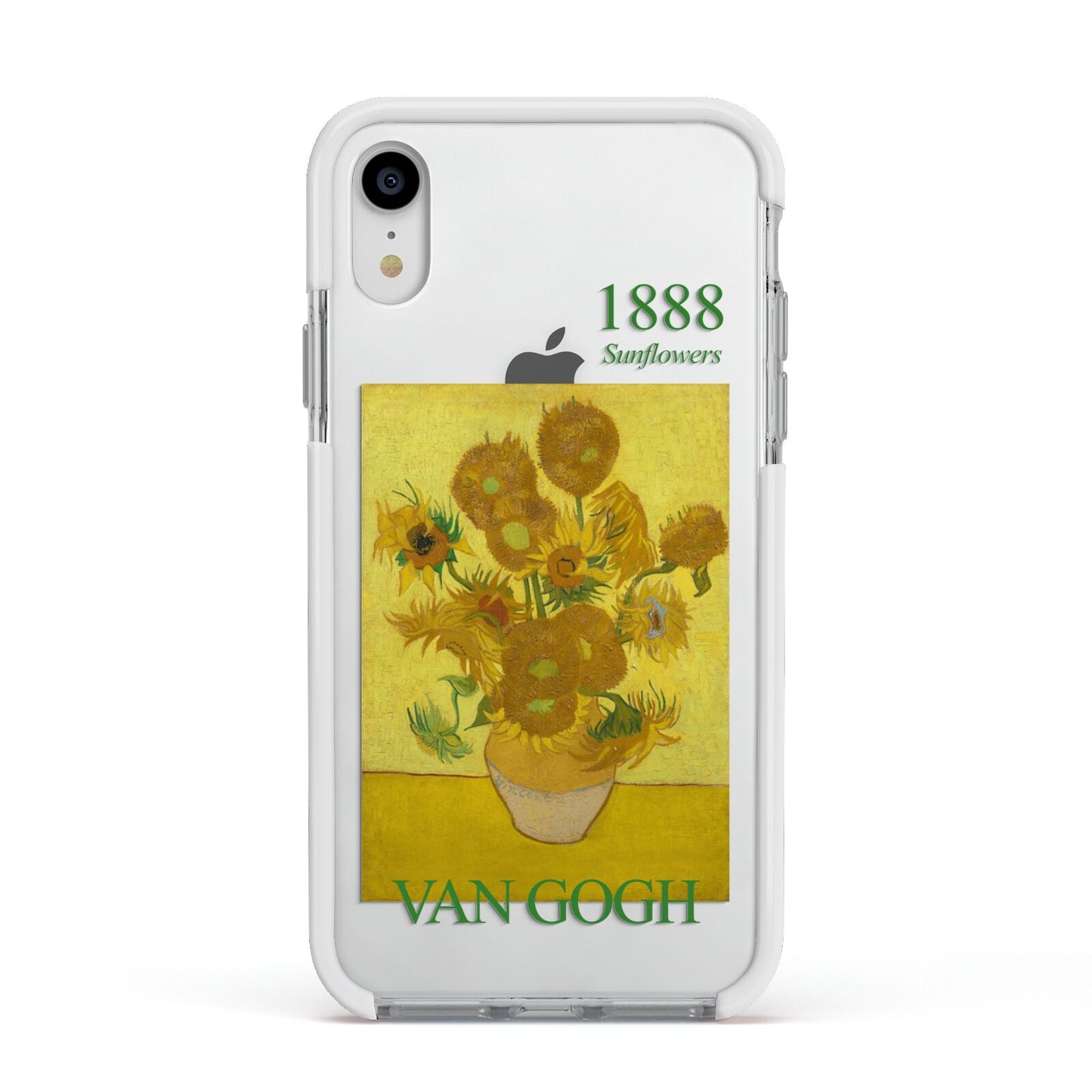 Sunflowers By Van Gogh Apple iPhone XR Impact Case White Edge on Silver Phone