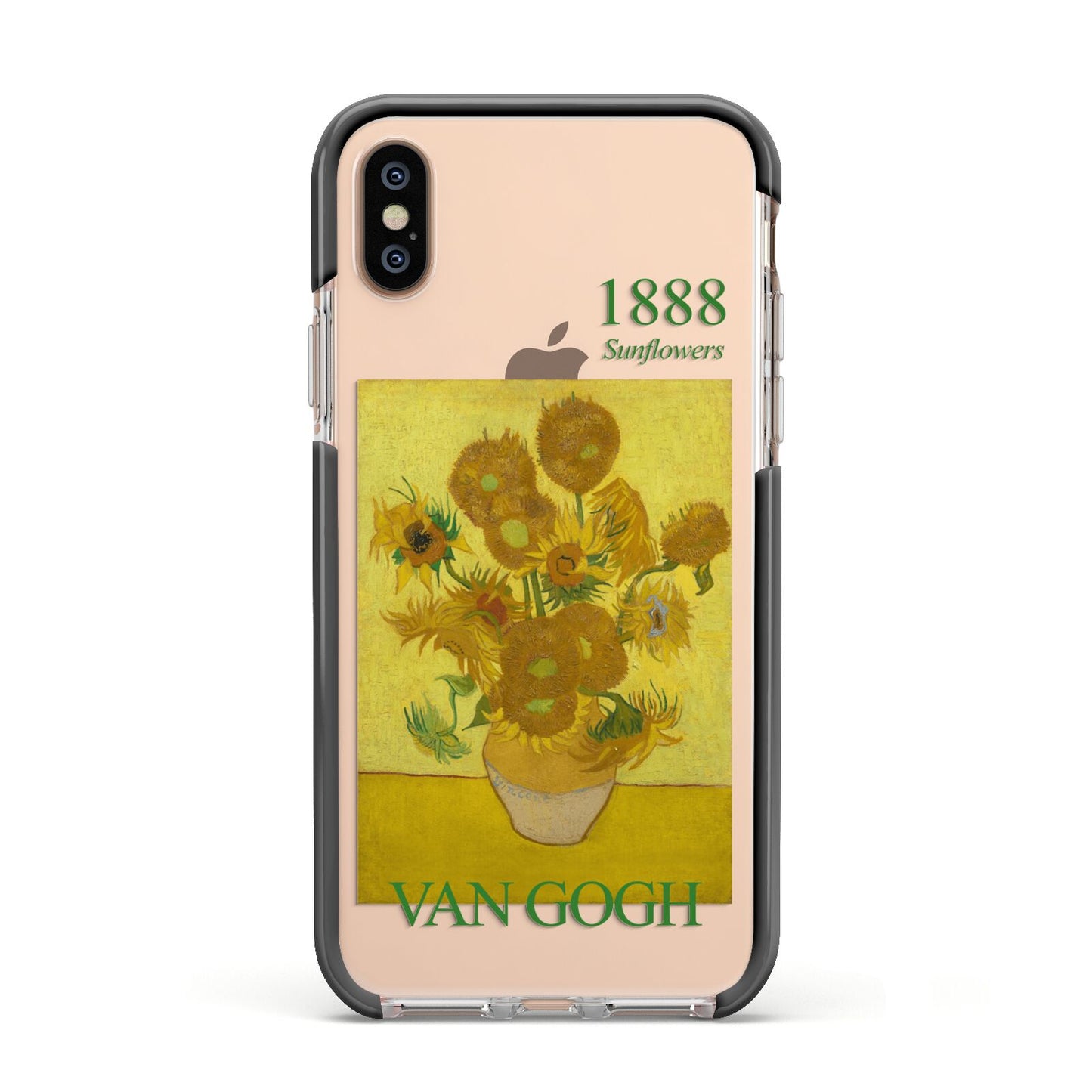 Sunflowers By Van Gogh Apple iPhone Xs Impact Case Black Edge on Gold Phone