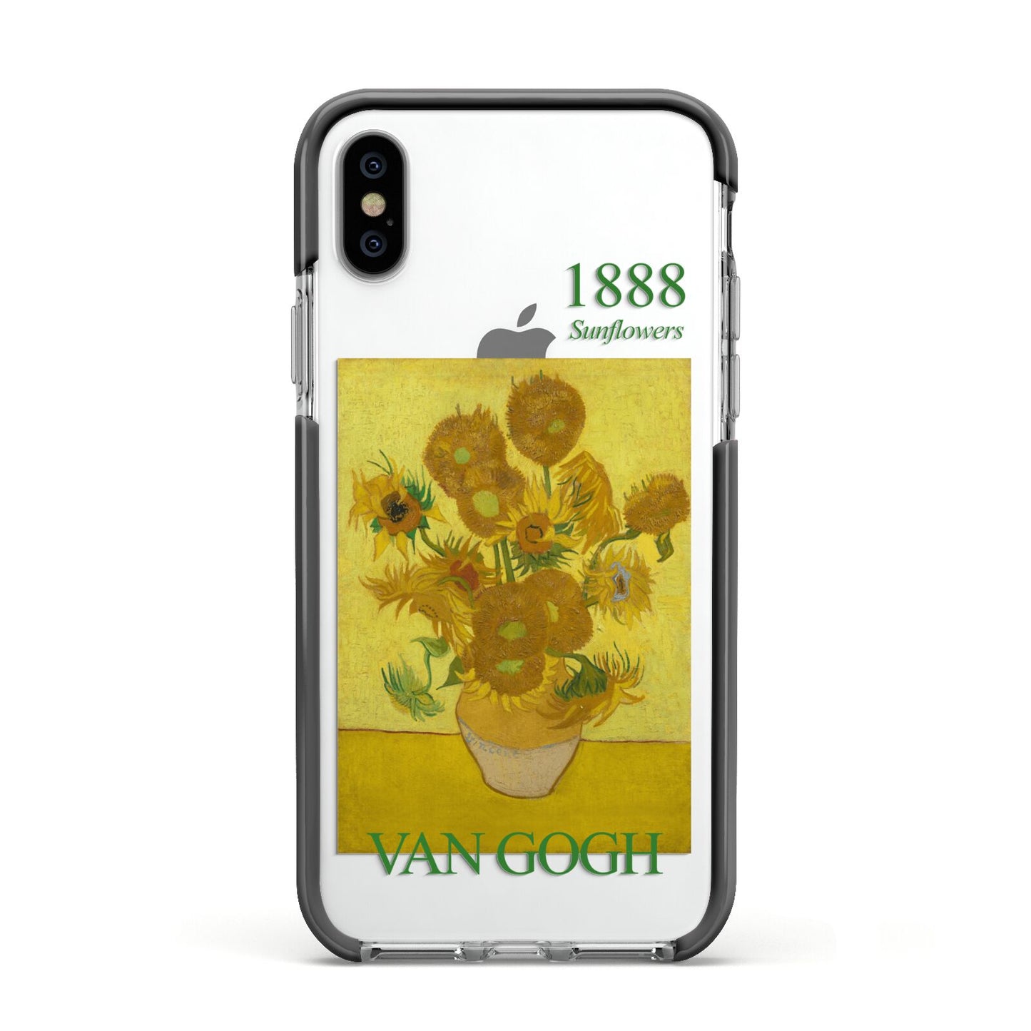 Sunflowers By Van Gogh Apple iPhone Xs Impact Case Black Edge on Silver Phone