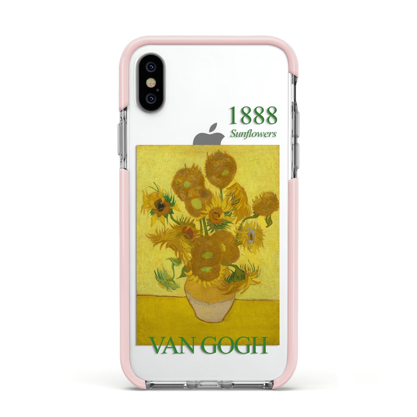 Sunflowers By Van Gogh Apple iPhone Xs Impact Case Pink Edge on Silver Phone