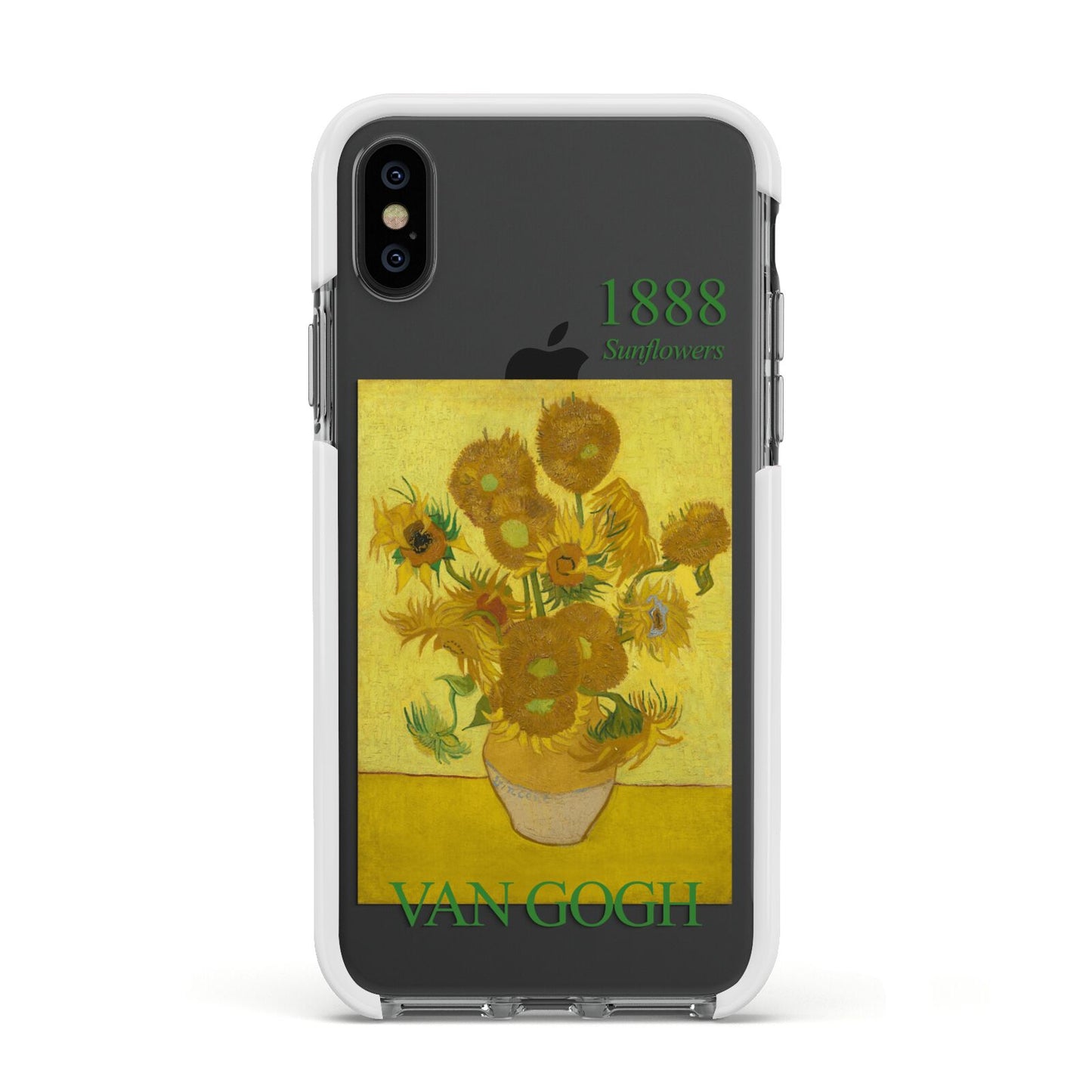 Sunflowers By Van Gogh Apple iPhone Xs Impact Case White Edge on Black Phone