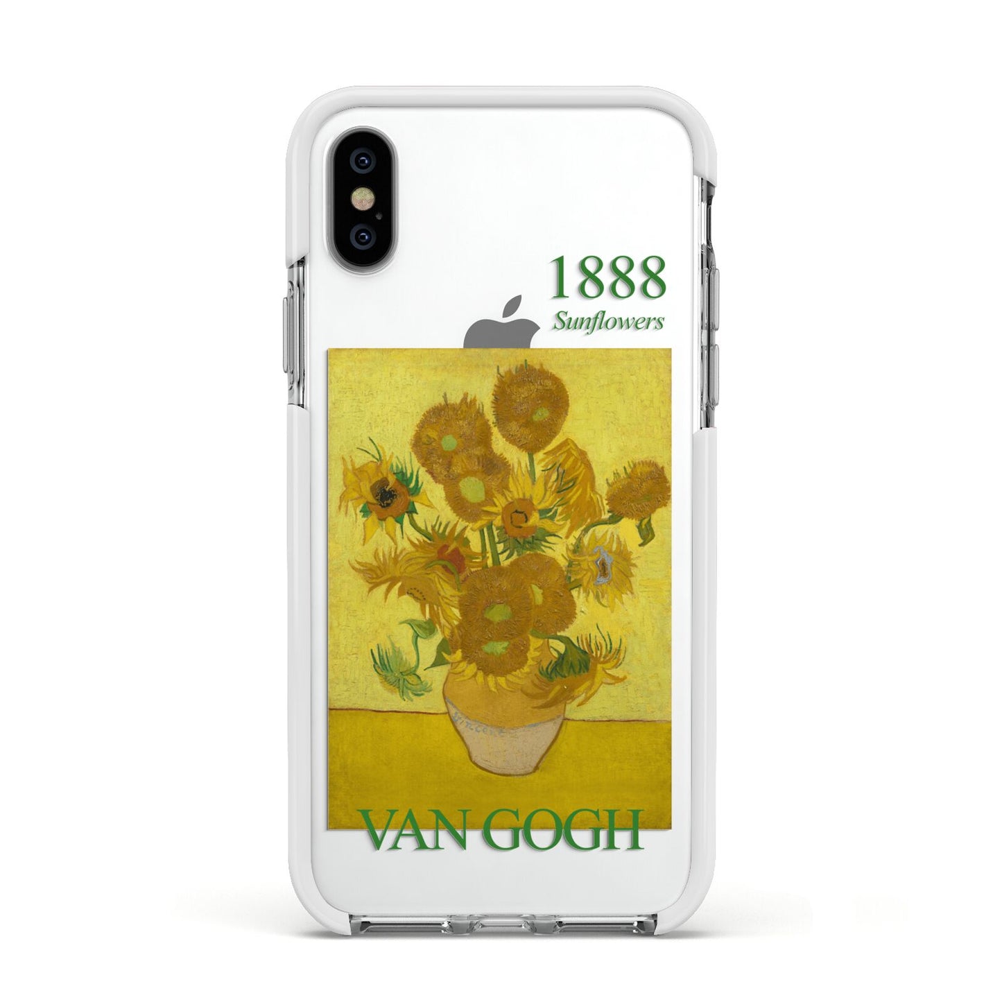 Sunflowers By Van Gogh Apple iPhone Xs Impact Case White Edge on Silver Phone