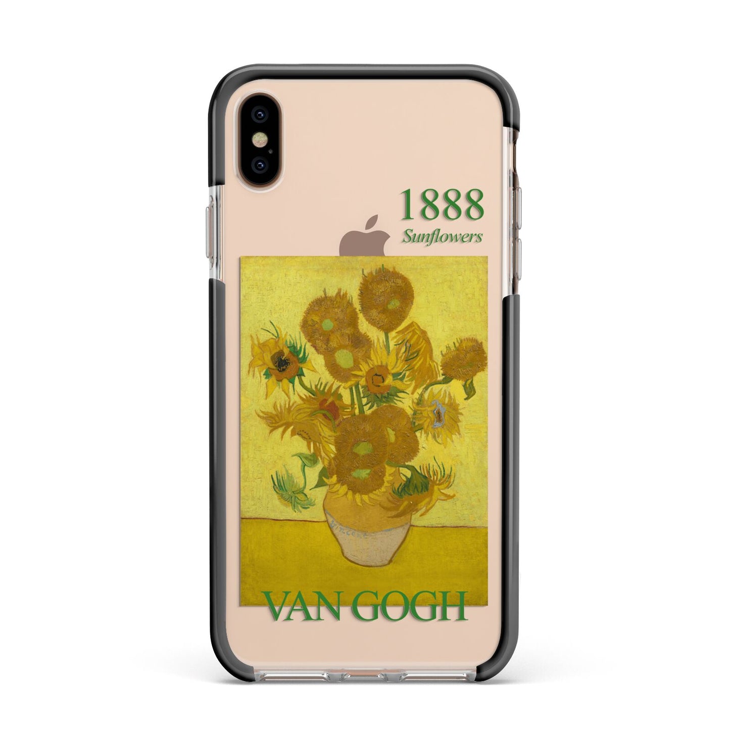 Sunflowers By Van Gogh Apple iPhone Xs Max Impact Case Black Edge on Gold Phone