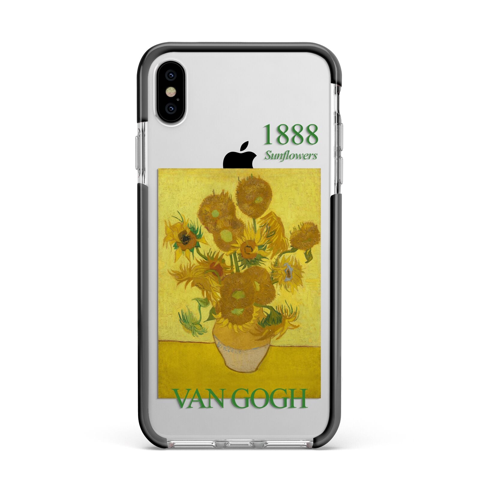 Sunflowers By Van Gogh Apple iPhone Xs Max Impact Case Black Edge on Silver Phone