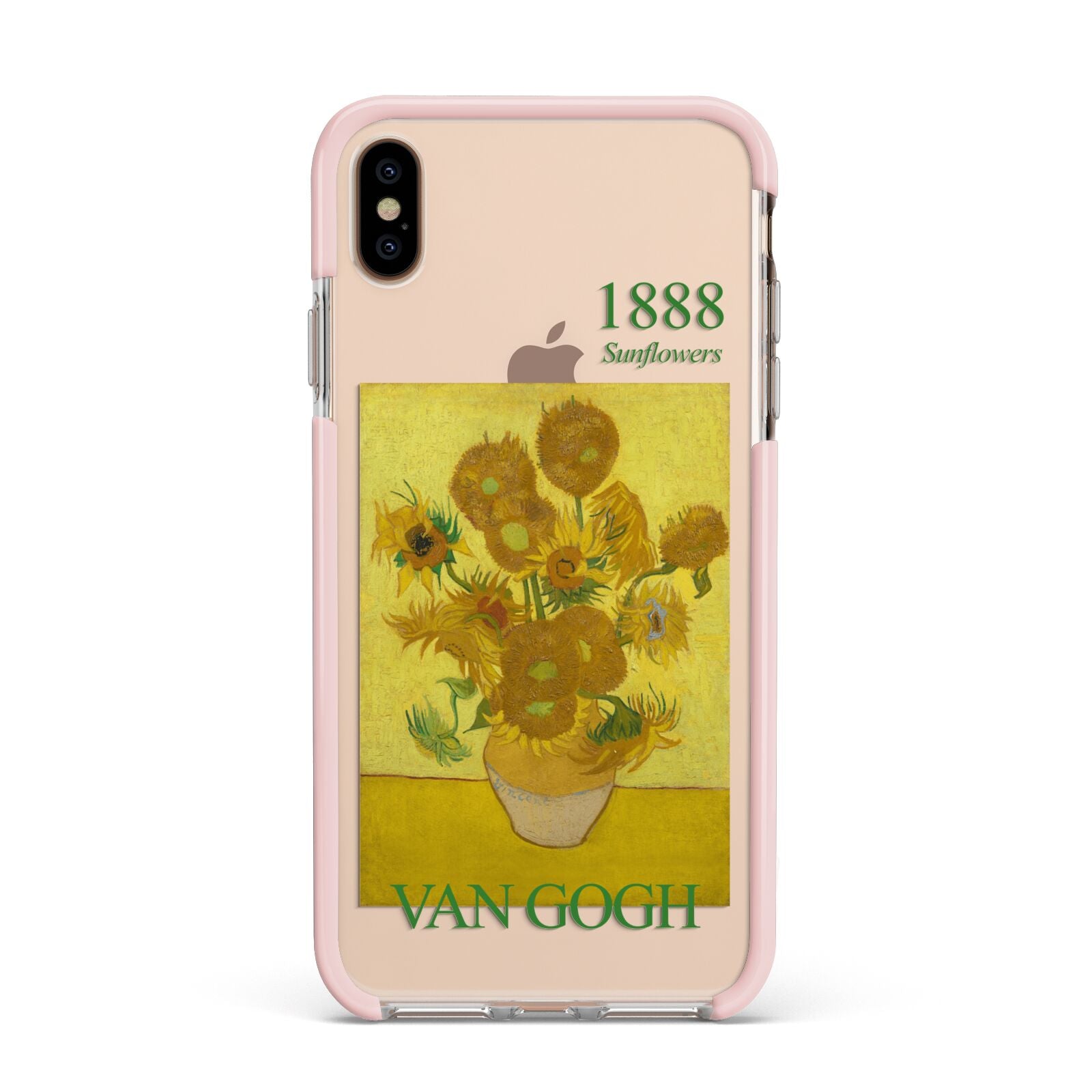 Sunflowers By Van Gogh Apple iPhone Xs Max Impact Case Pink Edge on Gold Phone