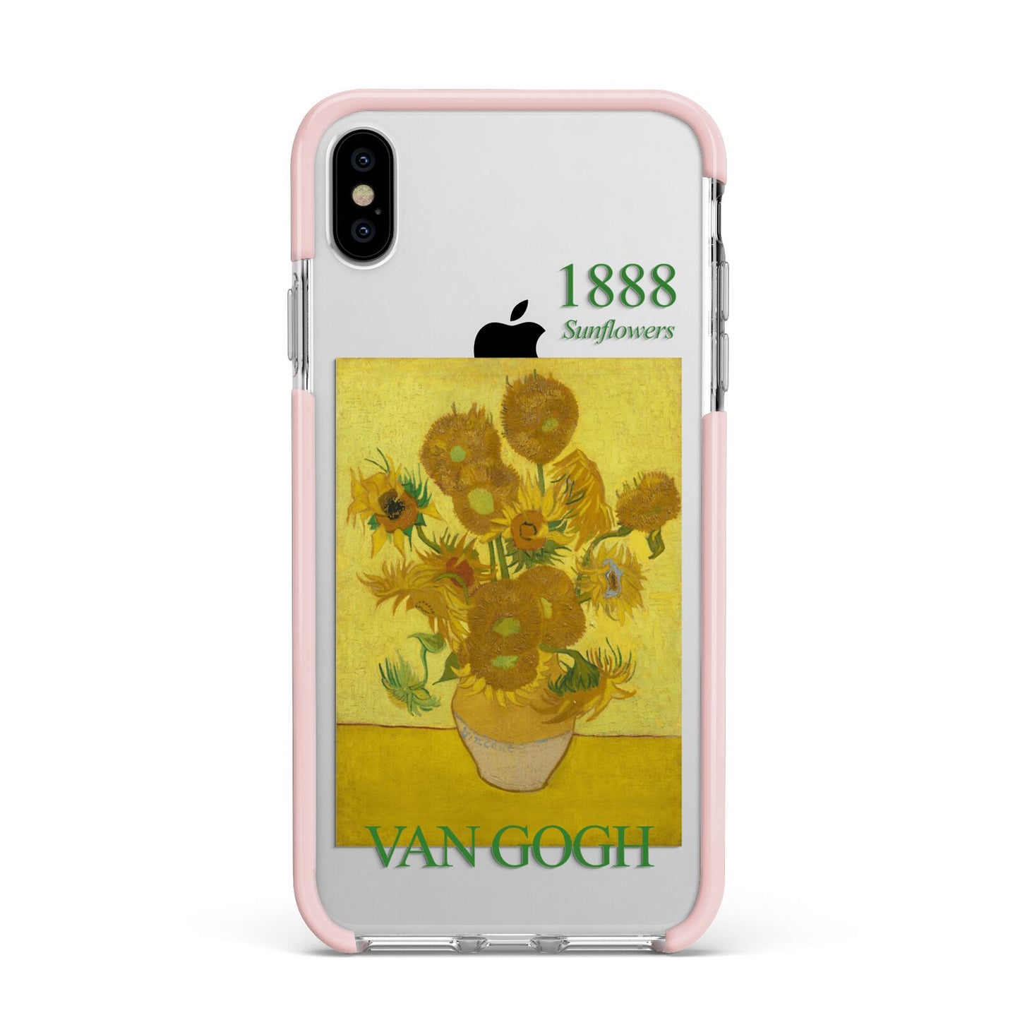 Sunflowers By Van Gogh Apple iPhone Xs Max Impact Case Pink Edge on Silver Phone