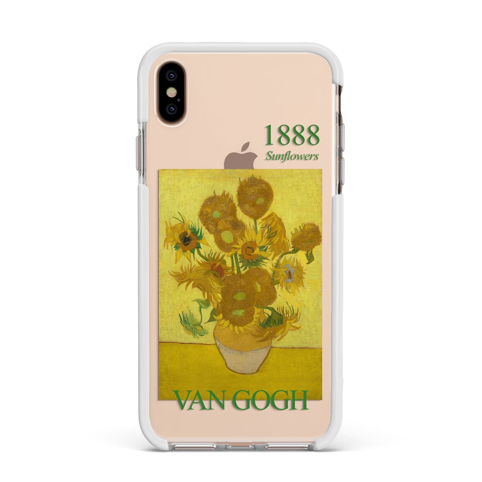 Sunflowers By Van Gogh Apple iPhone Xs Max Impact Case White Edge on Gold Phone