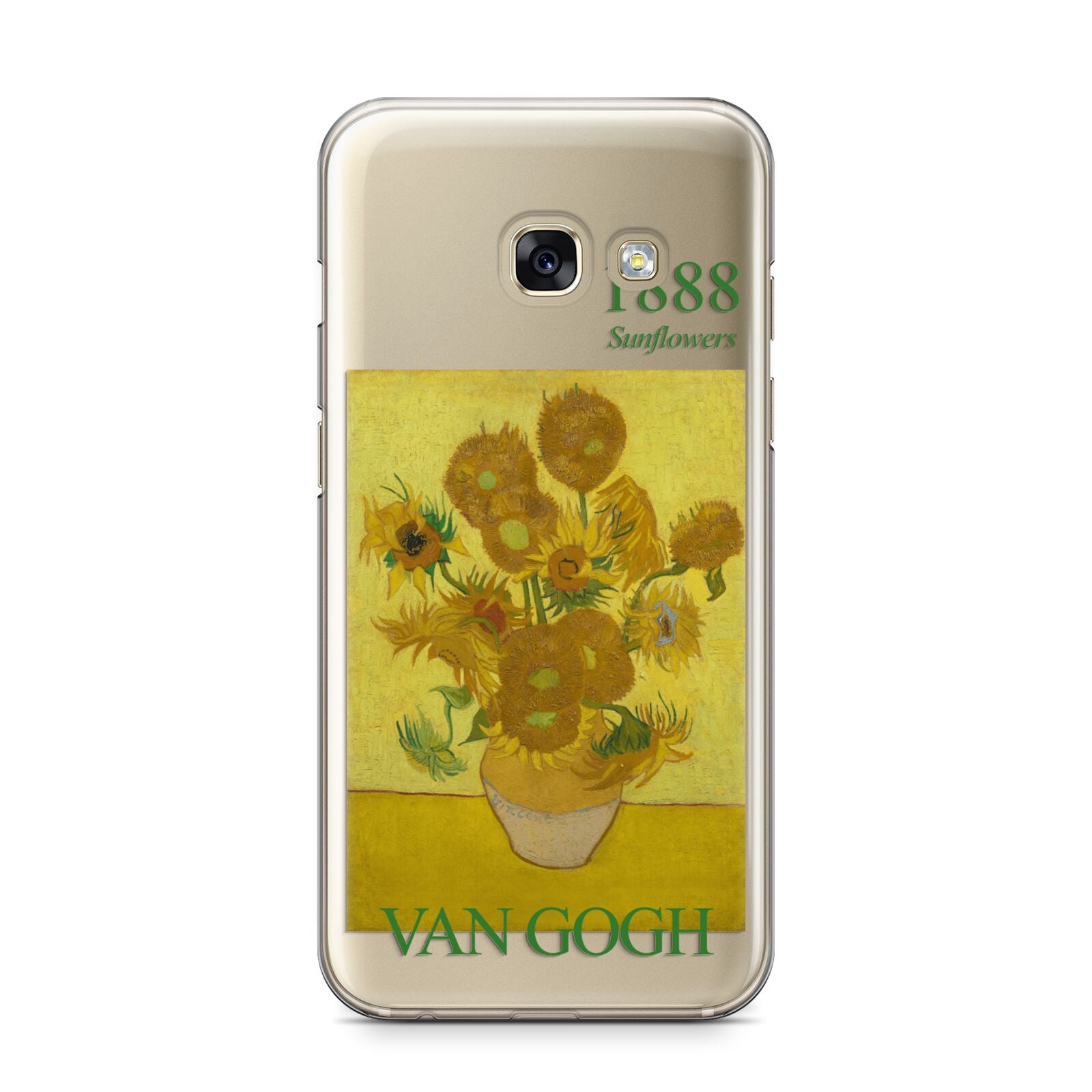 Sunflowers By Van Gogh Samsung Galaxy A3 2017 Case on gold phone