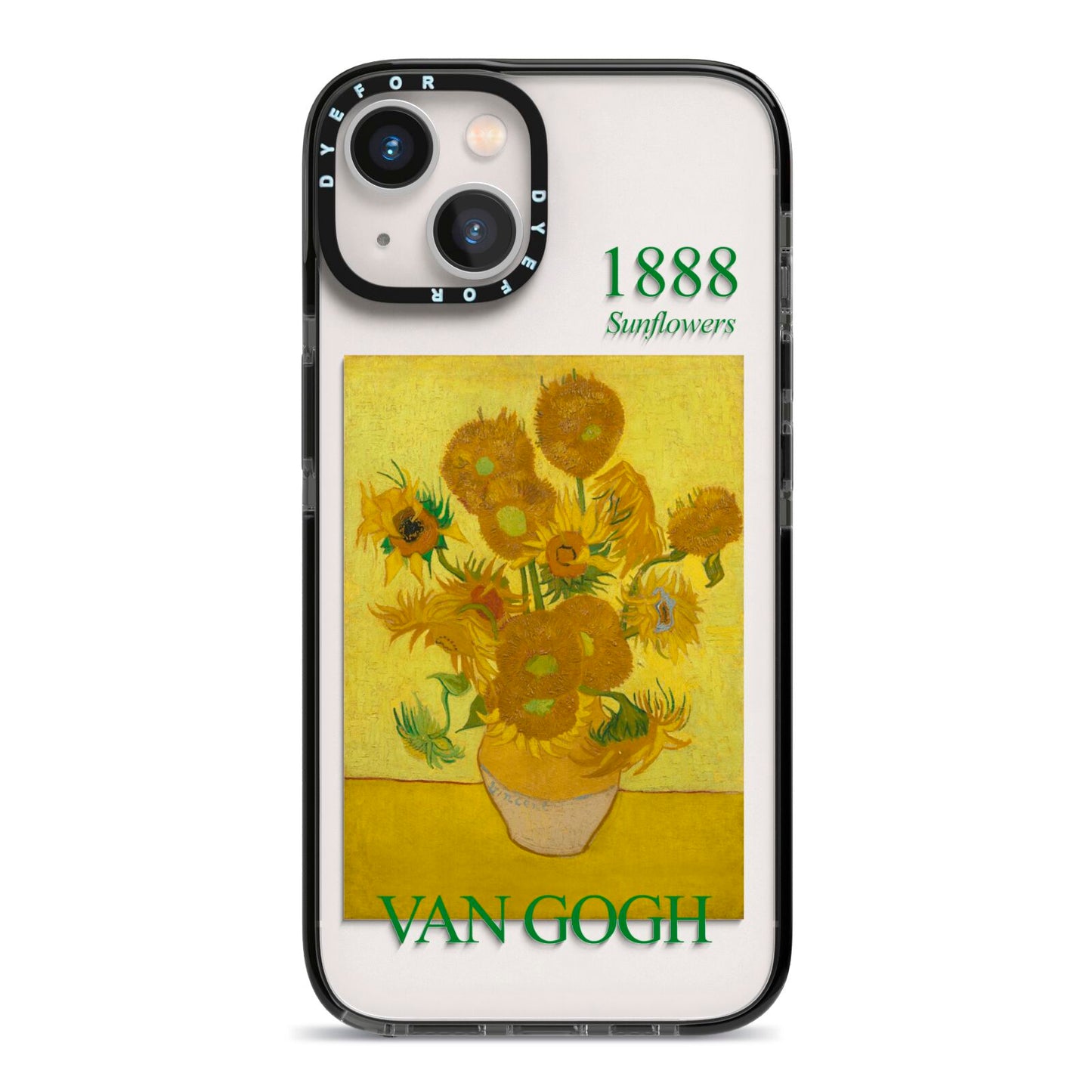 Sunflowers By Van Gogh iPhone 13 Black Impact Case on Silver phone