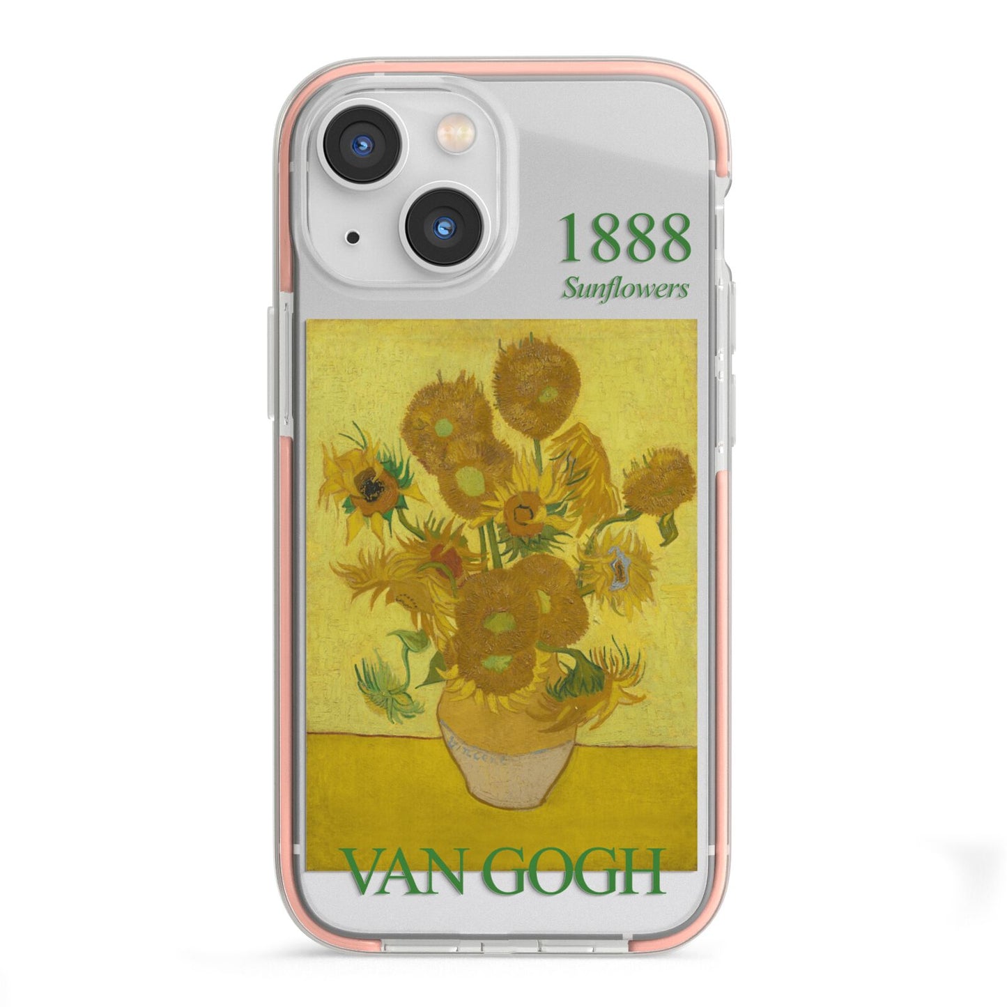 Sunflowers By Van Gogh iPhone 13 Mini TPU Impact Case with Pink Edges