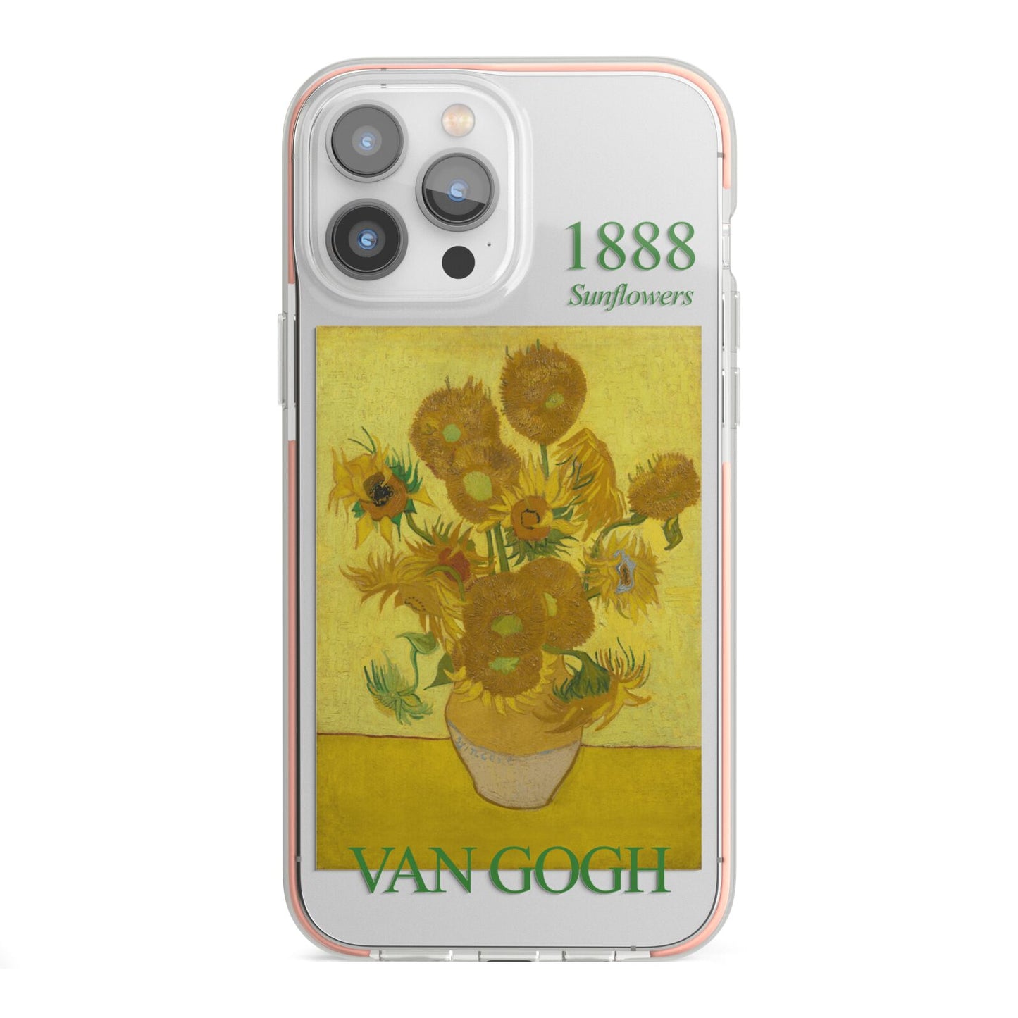 Sunflowers By Van Gogh iPhone 13 Pro Max TPU Impact Case with Pink Edges