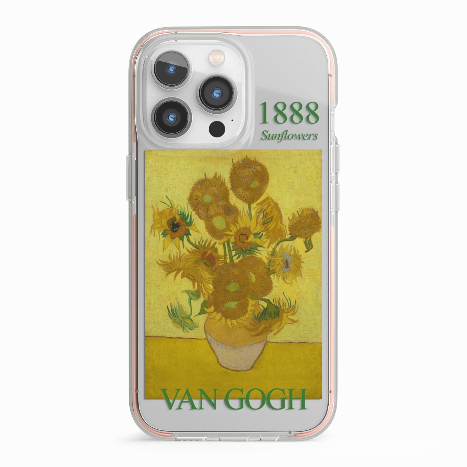 Sunflowers By Van Gogh iPhone 13 Pro TPU Impact Case with Pink Edges