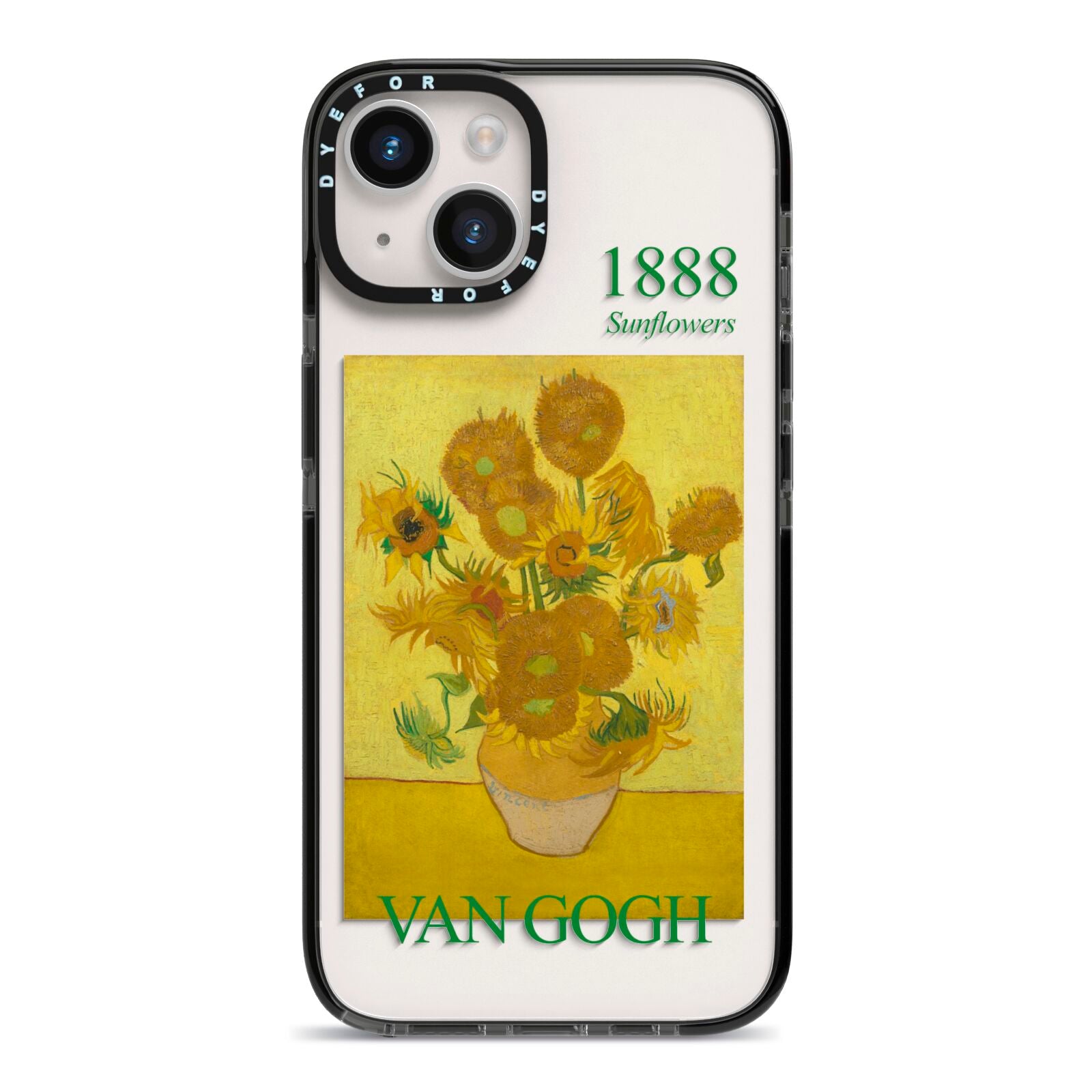 Sunflowers By Van Gogh iPhone 14 Black Impact Case on Silver phone