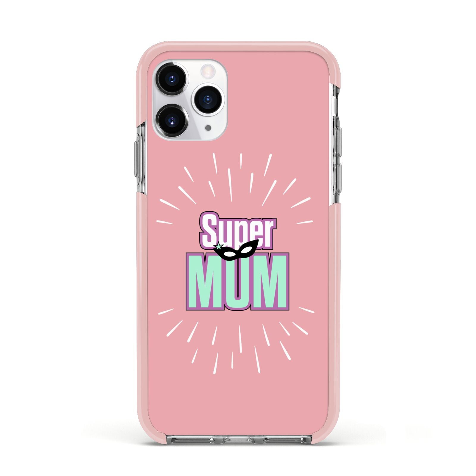 Super Mum Mothers Day Apple iPhone 11 Pro in Silver with Pink Impact Case