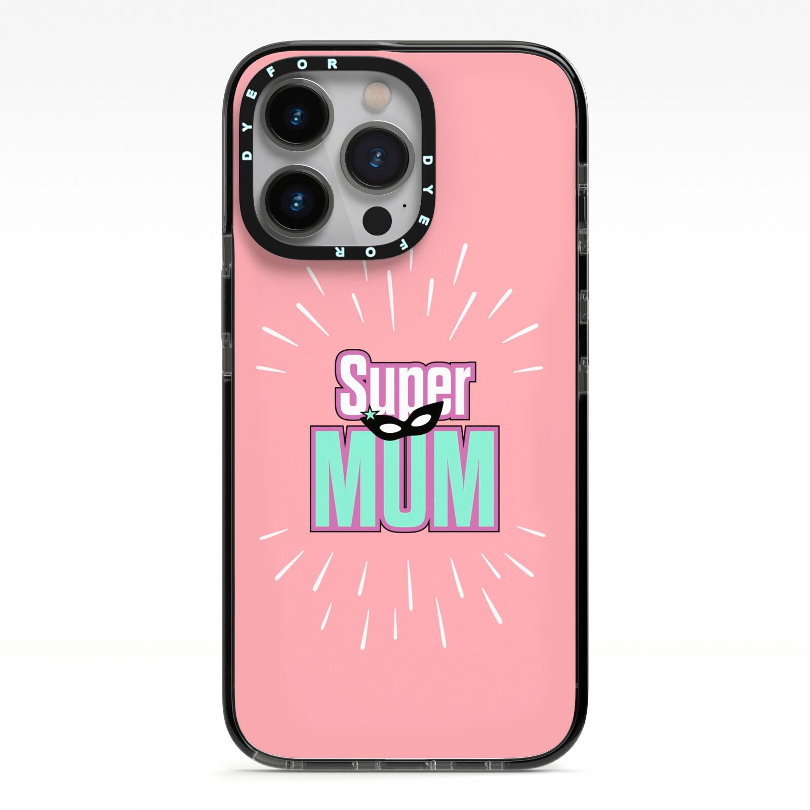 Super Mum Mothers Day iPhone 13 Pro Black Impact Case on Silver phone