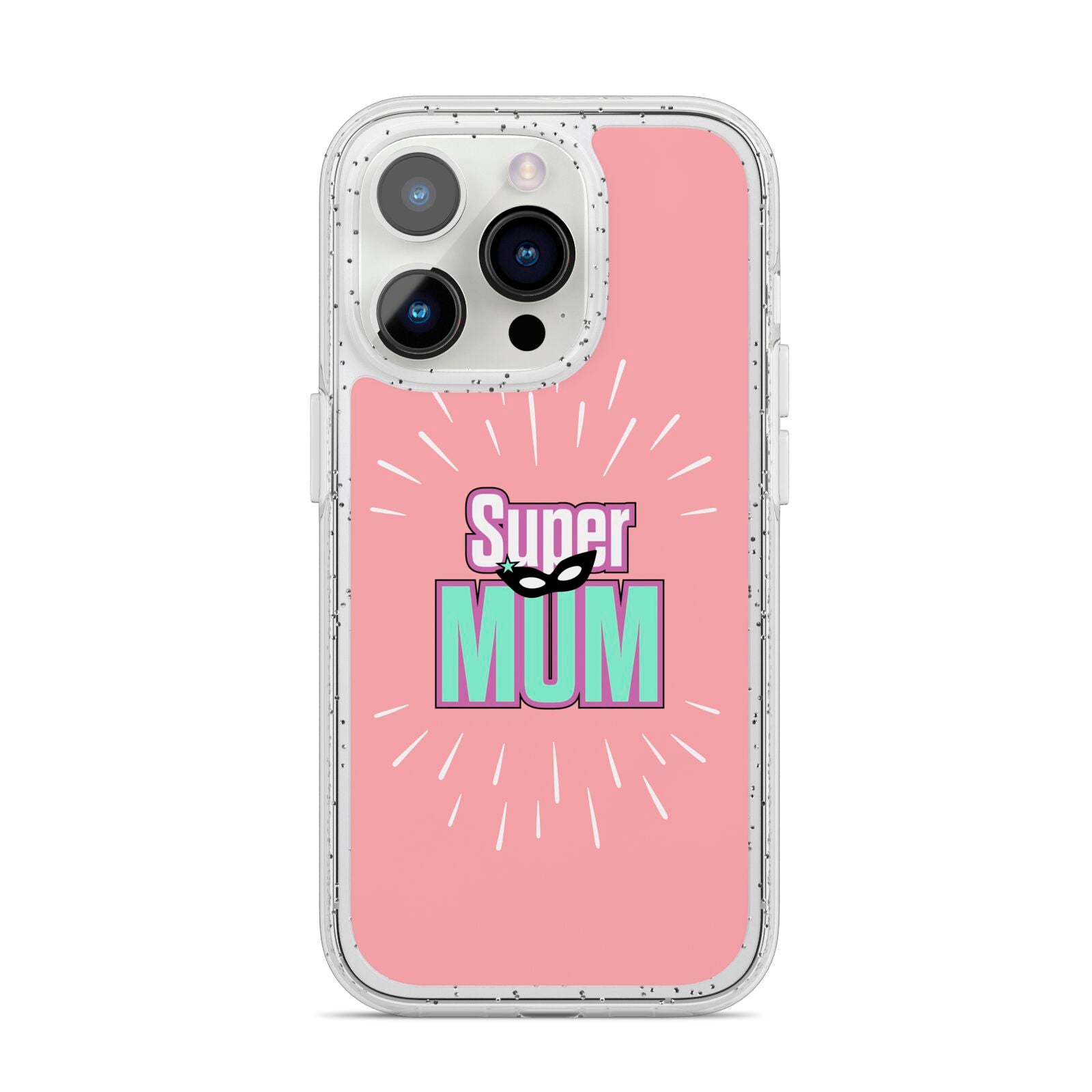 Super Mum Mothers Day iPhone 14 Pro Glitter Tough Case Silver