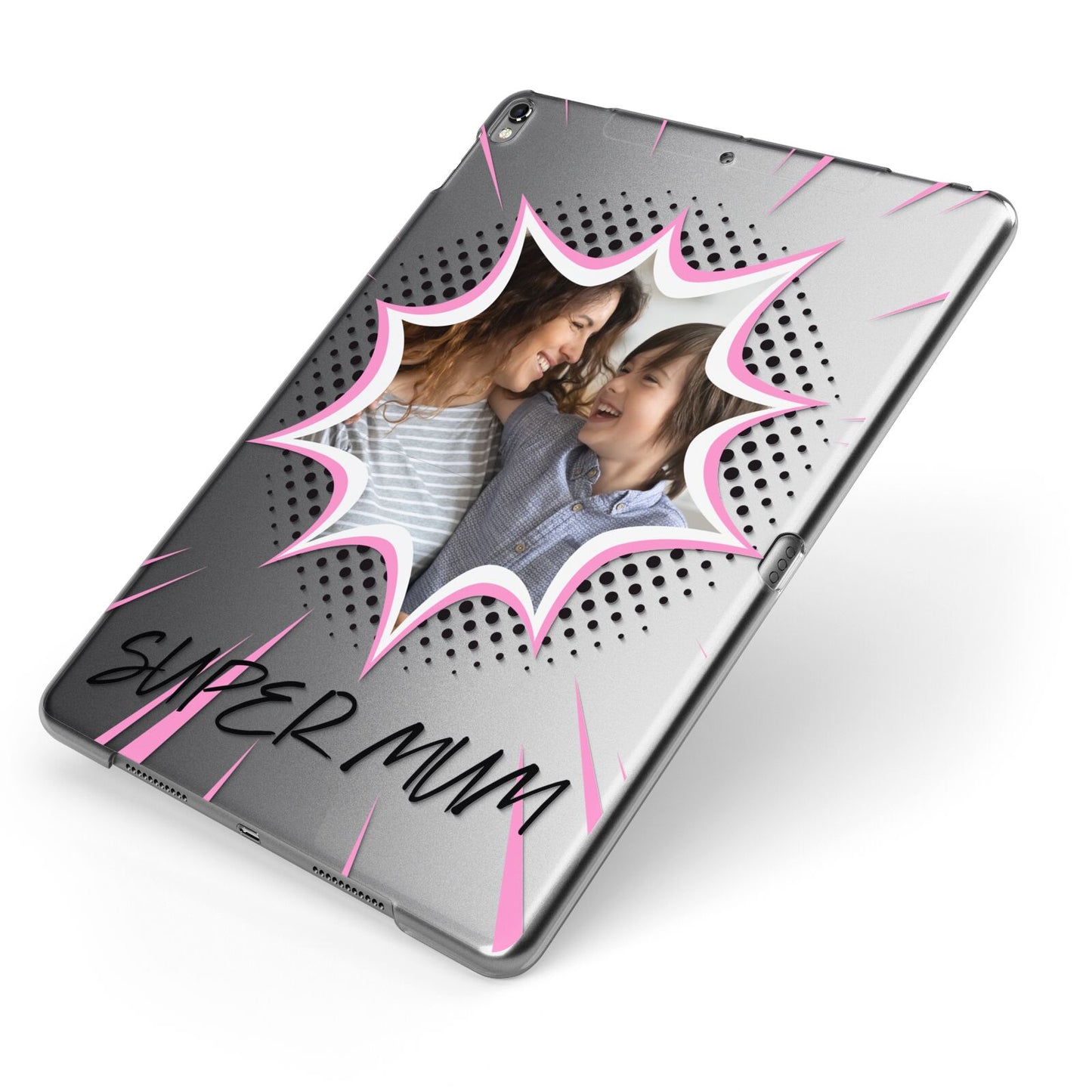 Super Mum Photo Apple iPad Case on Grey iPad Side View