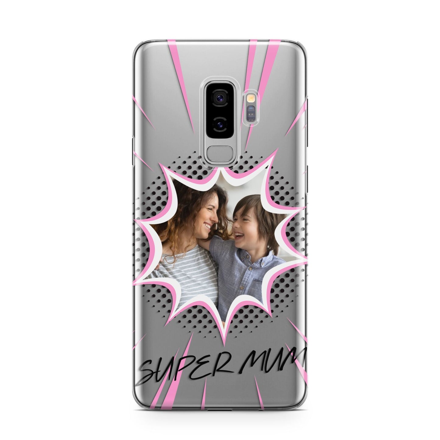 Super Mum Photo Samsung Galaxy S9 Plus Case on Silver phone