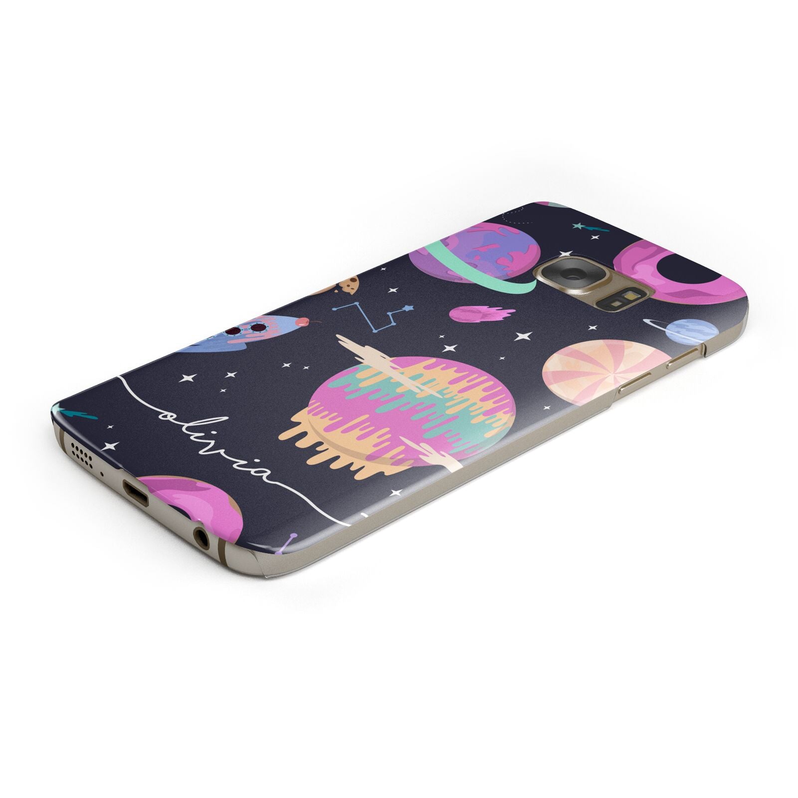 Super Sweet Galactic Custom Name Protective Samsung Galaxy Case Angled Image