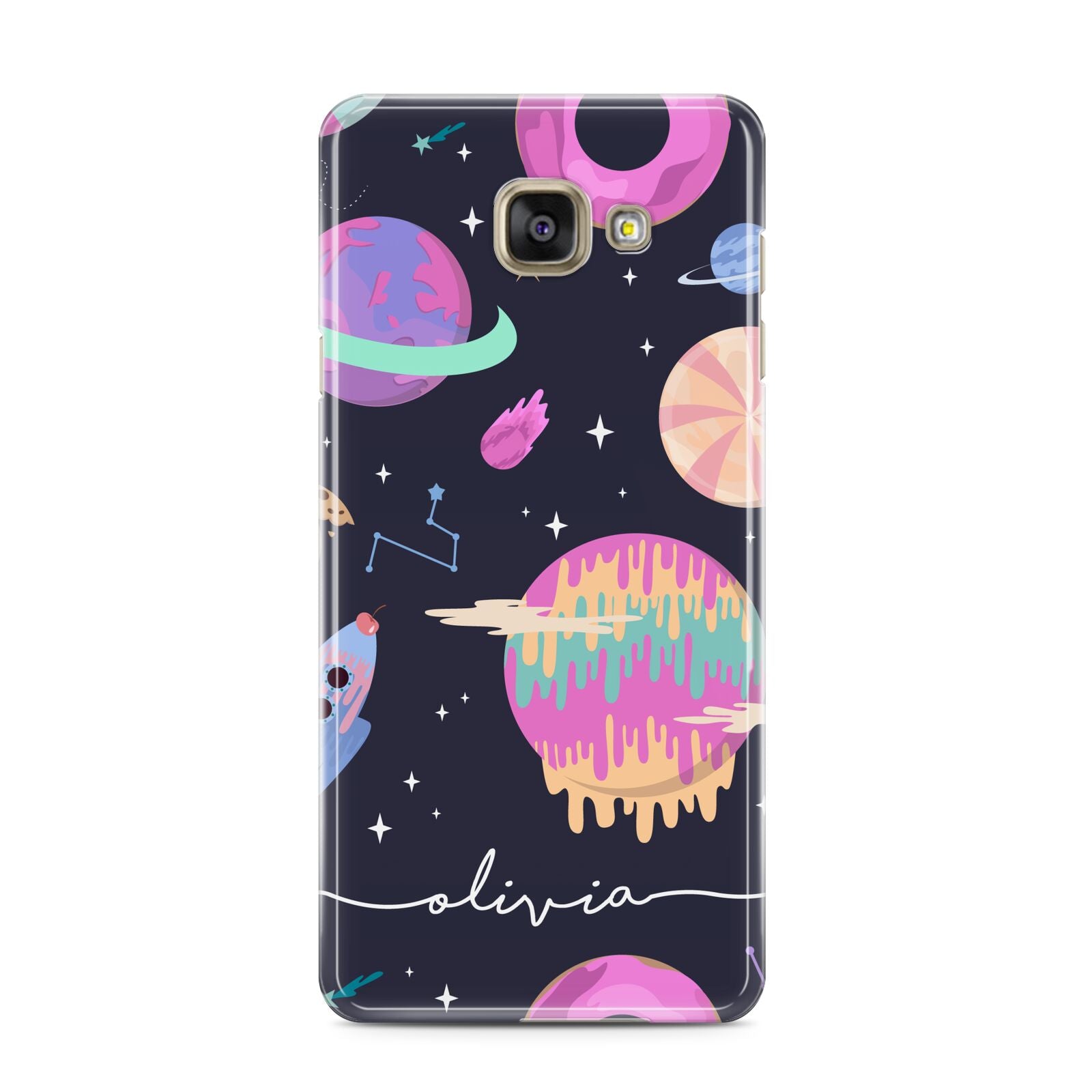 Super Sweet Galactic Custom Name Samsung Galaxy A3 2016 Case on gold phone