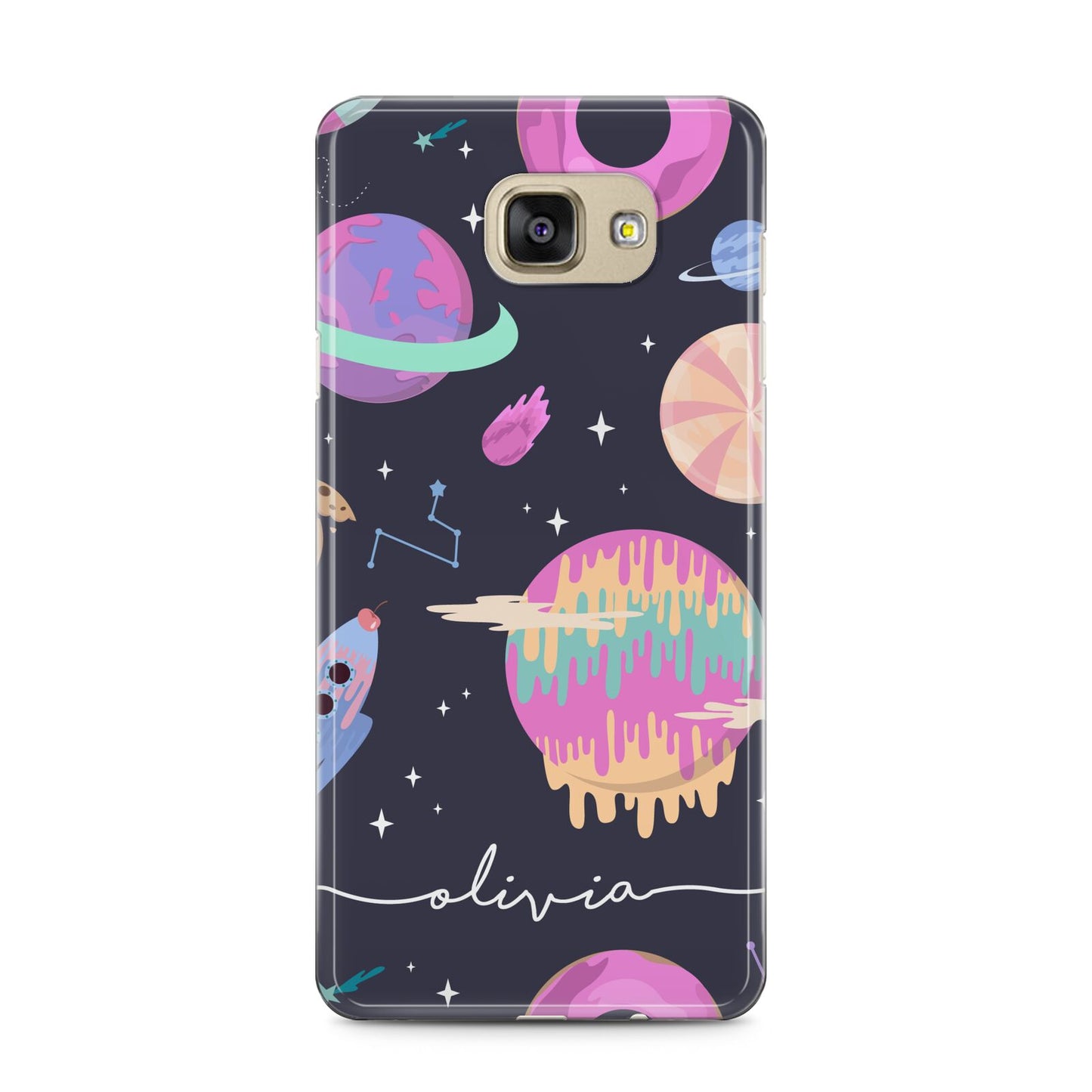 Super Sweet Galactic Custom Name Samsung Galaxy A5 2016 Case on gold phone