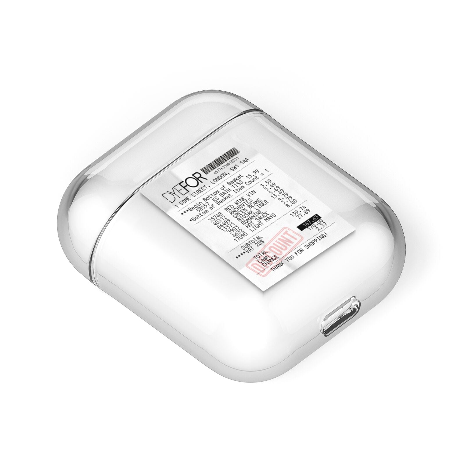 Supermarket Receipt AirPods Case Laid Flat