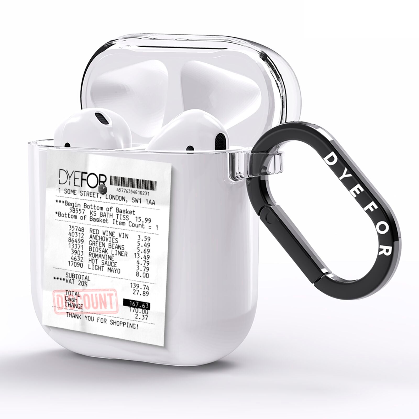 Supermarket Receipt AirPods Clear Case Side Image