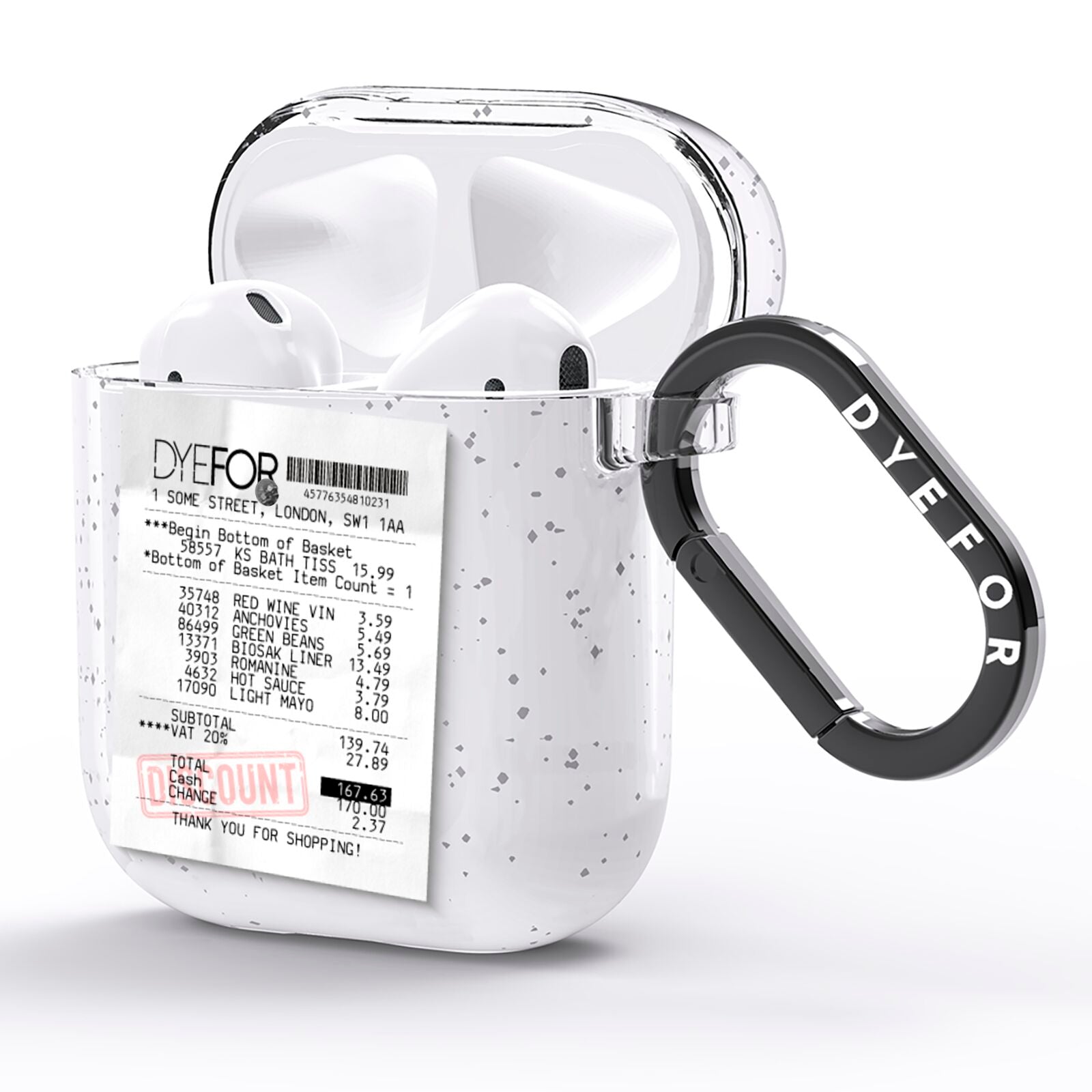 Supermarket Receipt AirPods Glitter Case Side Image