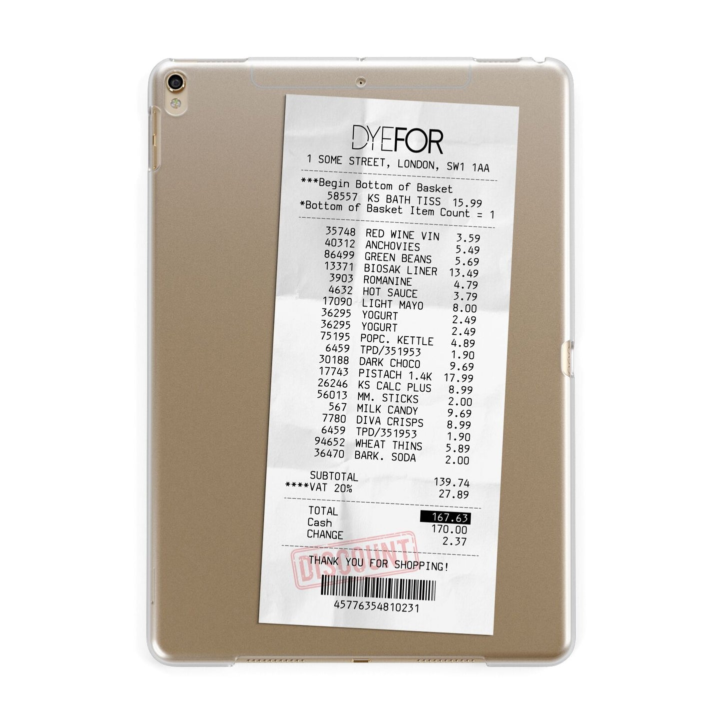 Supermarket Receipt Apple iPad Gold Case