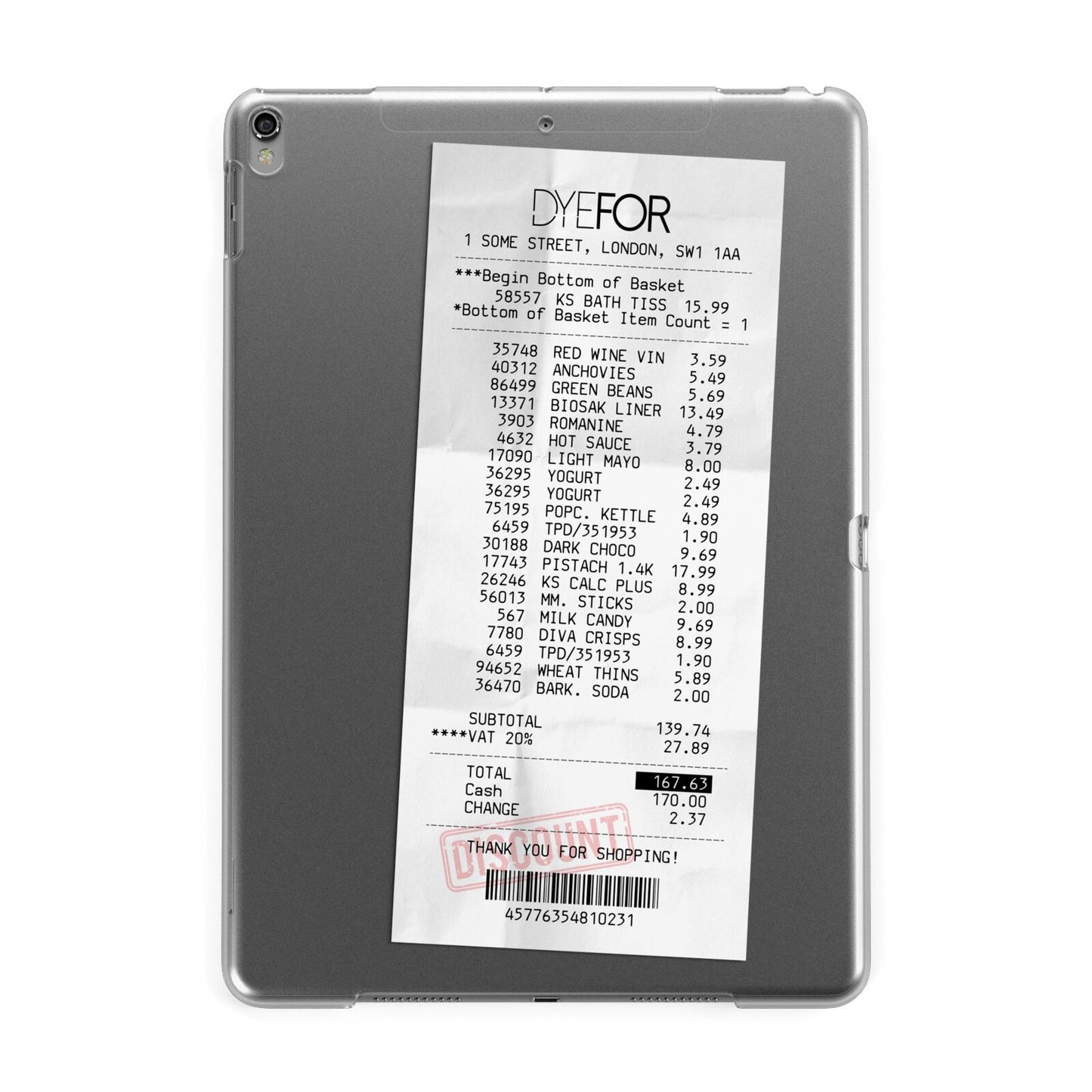 Supermarket Receipt Apple iPad Grey Case