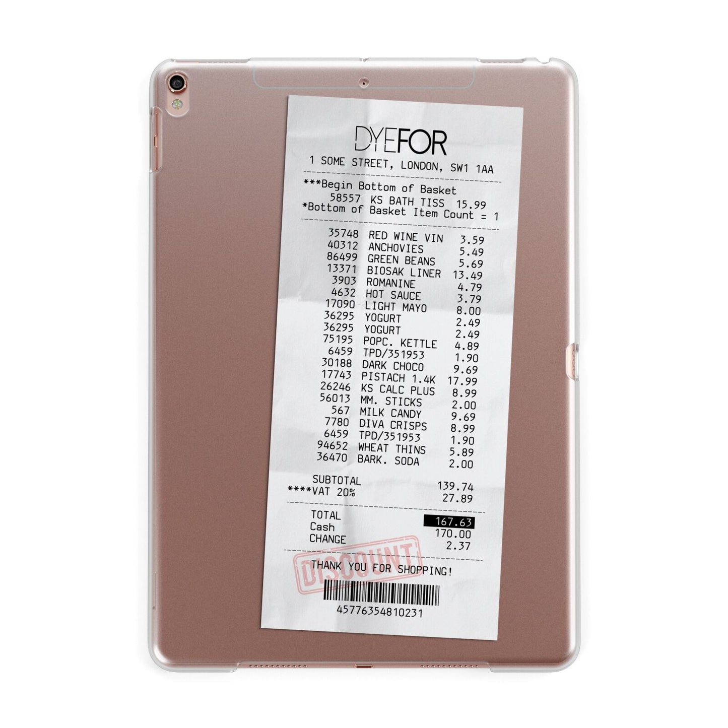 Supermarket Receipt Apple iPad Rose Gold Case