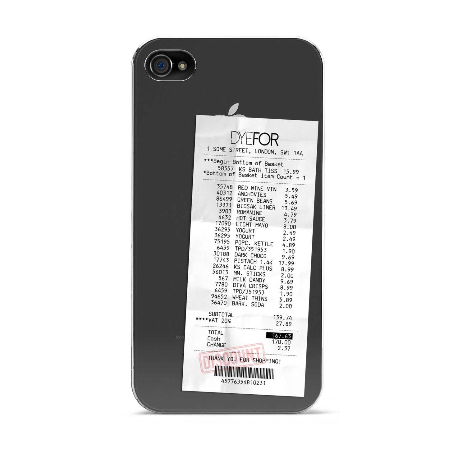 Supermarket Receipt Apple iPhone 4s Case