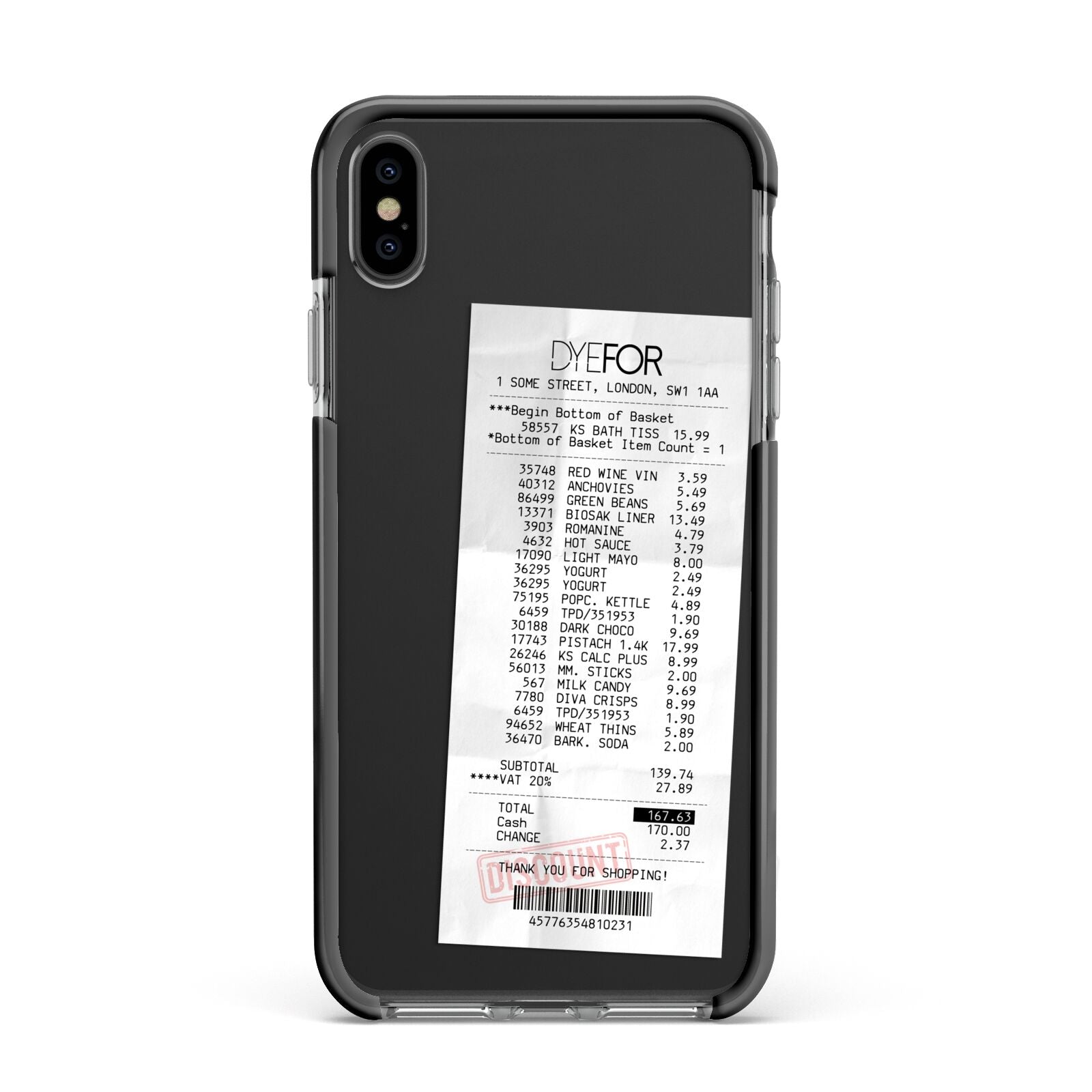 Supermarket Receipt Apple iPhone Xs Max Impact Case Black Edge on Black Phone