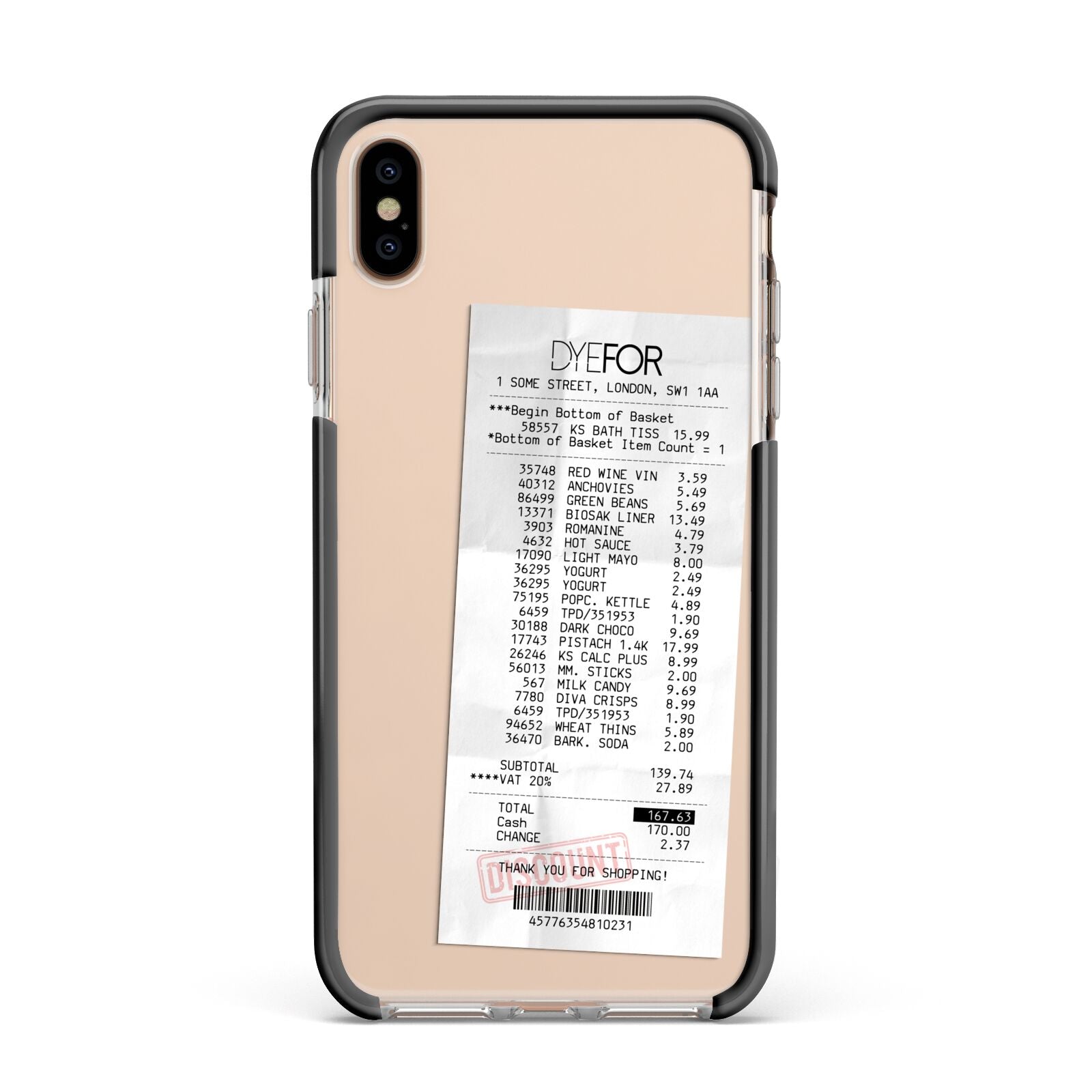 Supermarket Receipt Apple iPhone Xs Max Impact Case Black Edge on Gold Phone