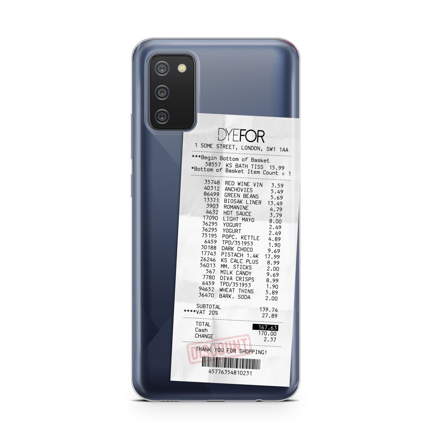 Supermarket Receipt Samsung A02s Case