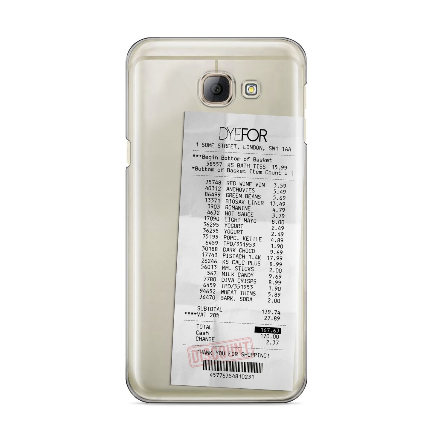 Supermarket Receipt Samsung Galaxy A8 2016 Case