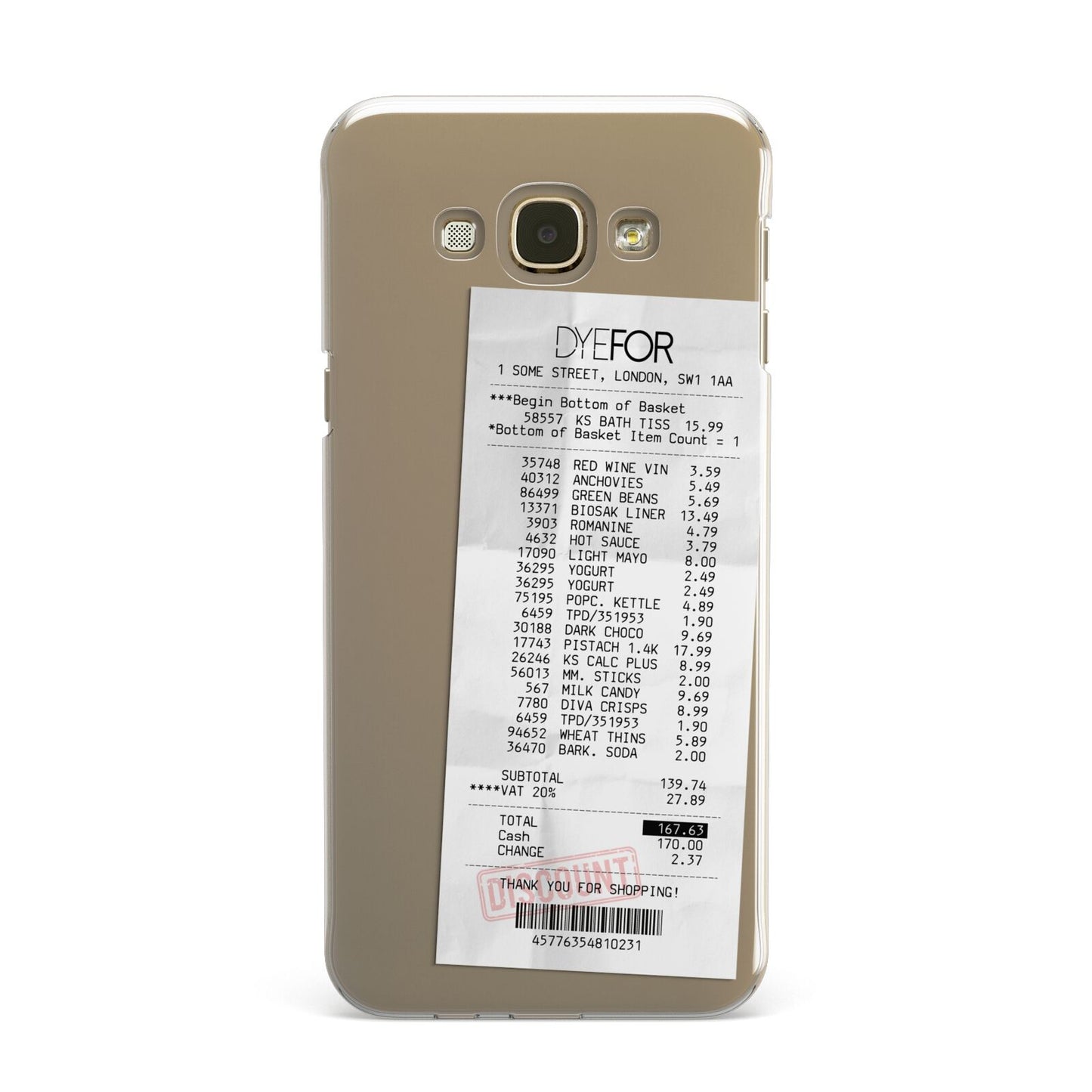 Supermarket Receipt Samsung Galaxy A8 Case