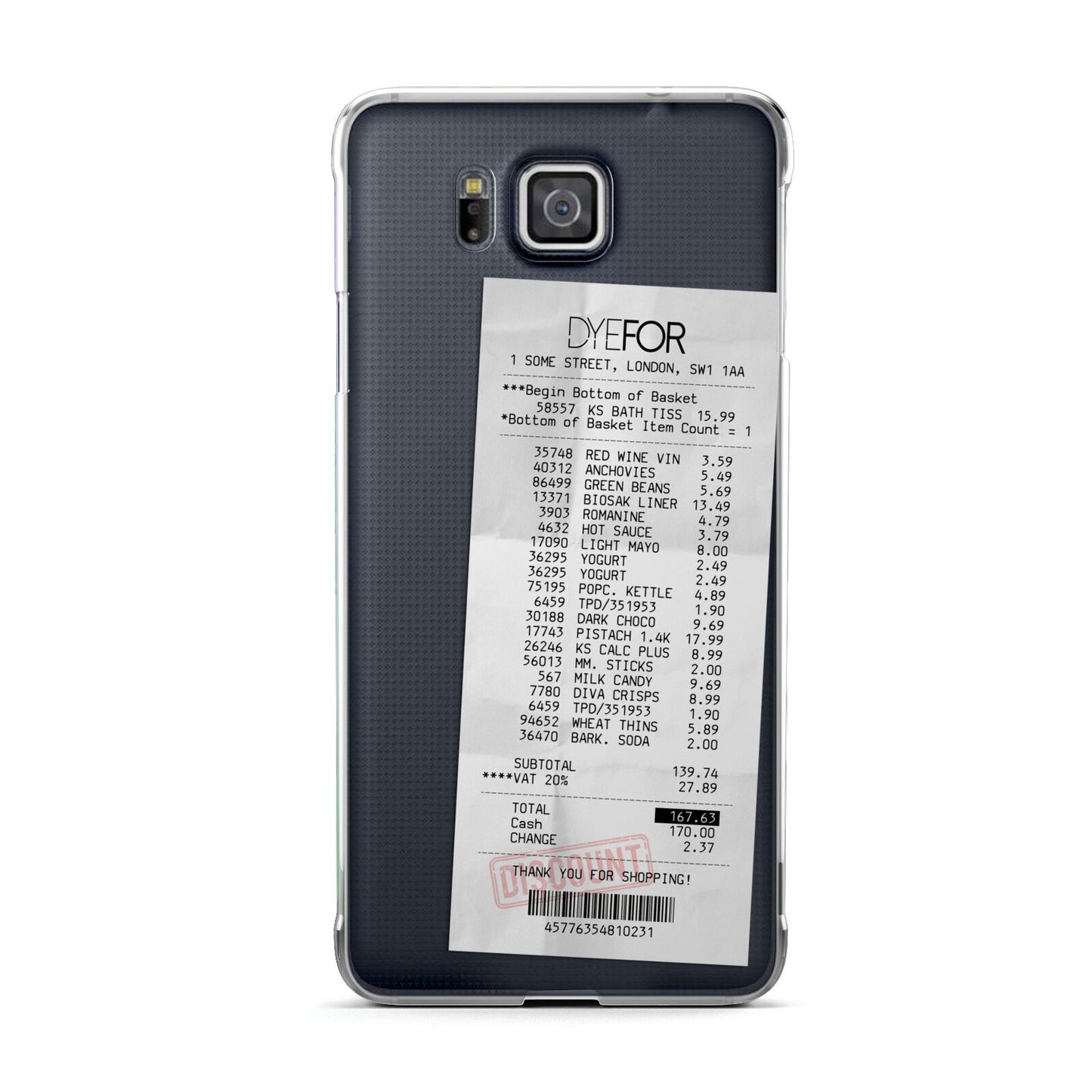 Supermarket Receipt Samsung Galaxy Alpha Case