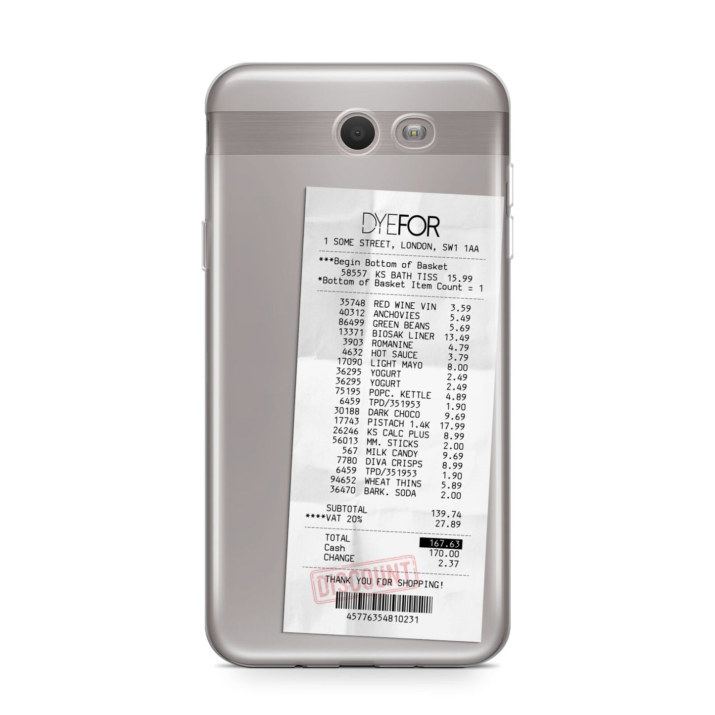 Supermarket Receipt Samsung Galaxy J7 2017 Case