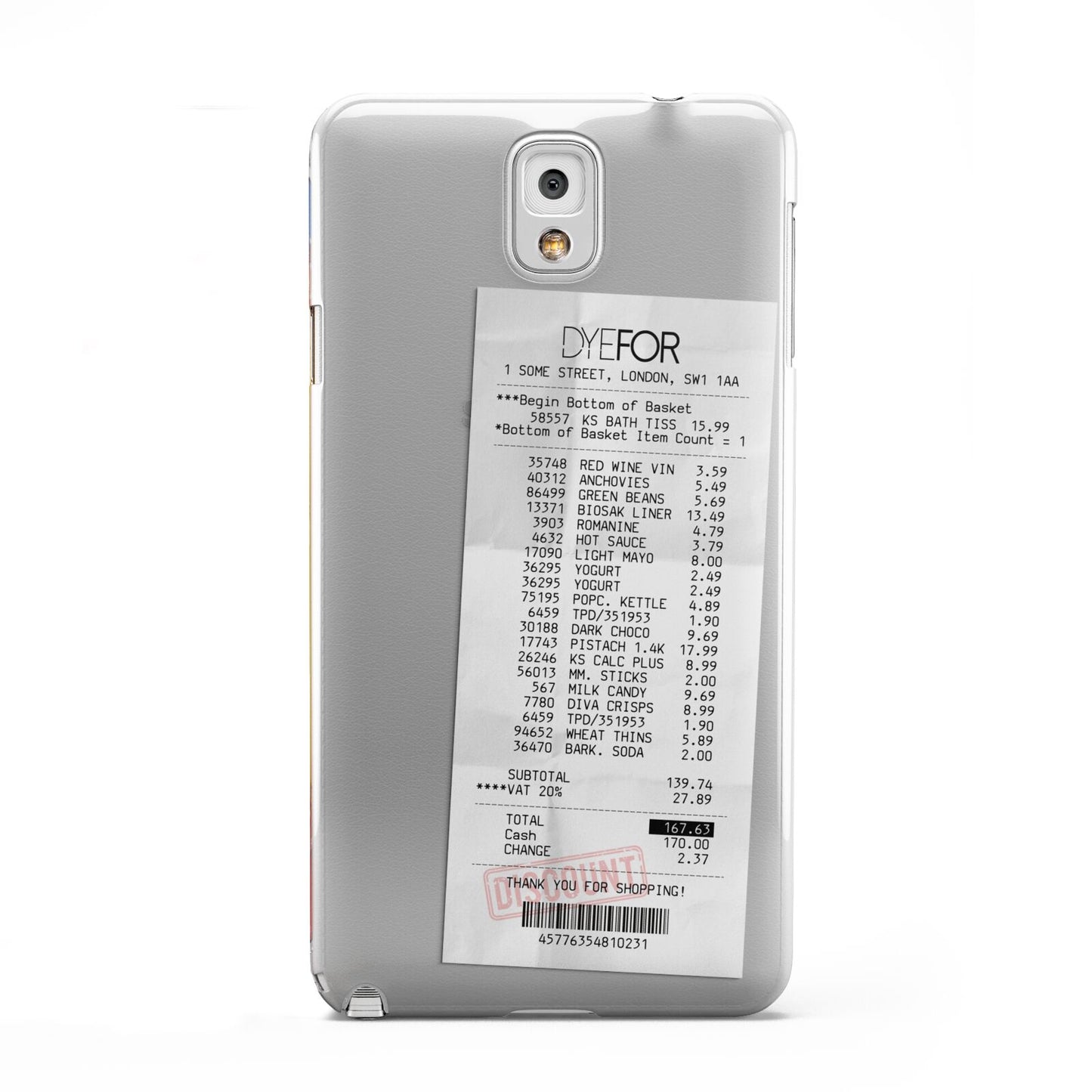 Supermarket Receipt Samsung Galaxy Note 3 Case