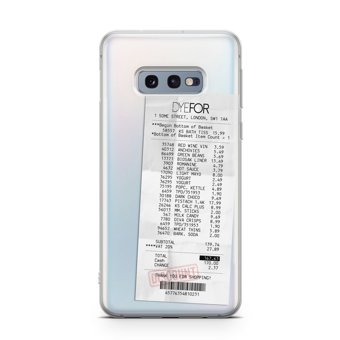 Supermarket Receipt Samsung Galaxy S10E Case